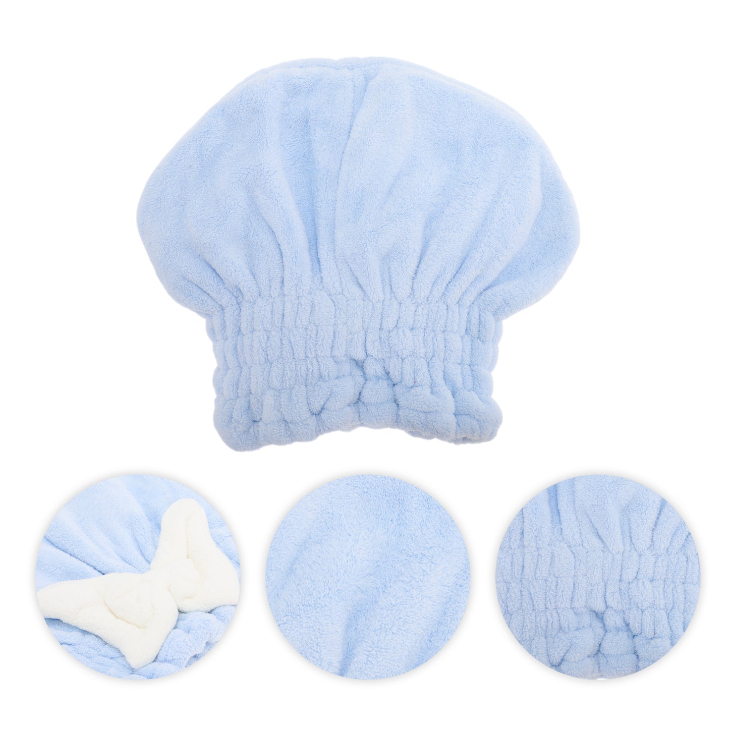 1 Pc Water-absorbent Bow Hair Drying Towel Hair Cap for Bathroom Blue