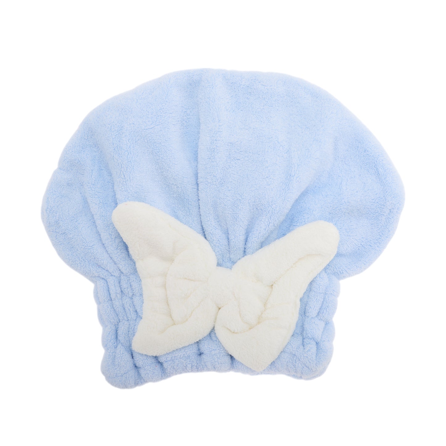 1 Pc Water-absorbent Bow Hair Drying Towel Hair Cap for Bathroom Blue