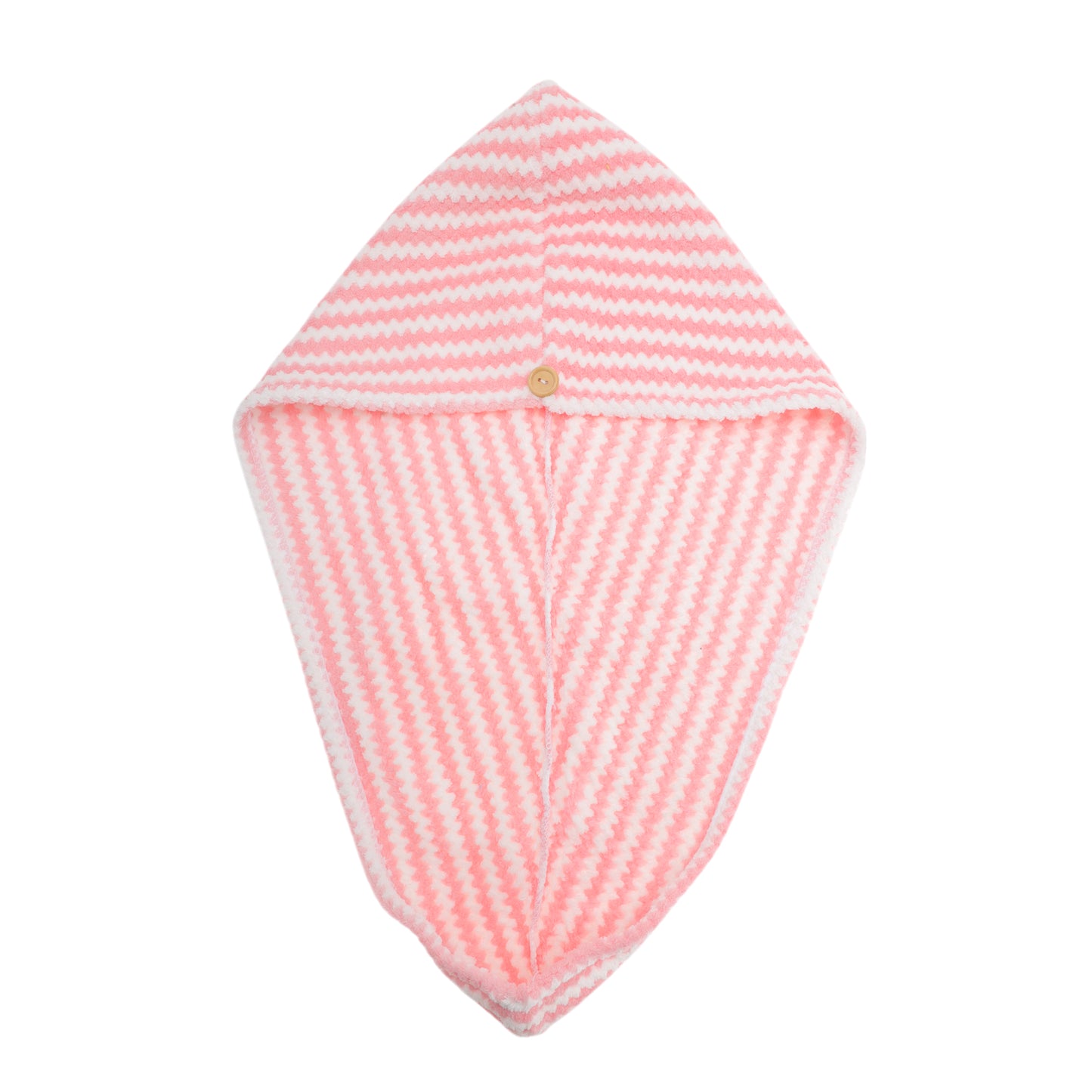1 Pc Water-absorbent Wave Pattern Hair Drying Towel for Bathroom Pink