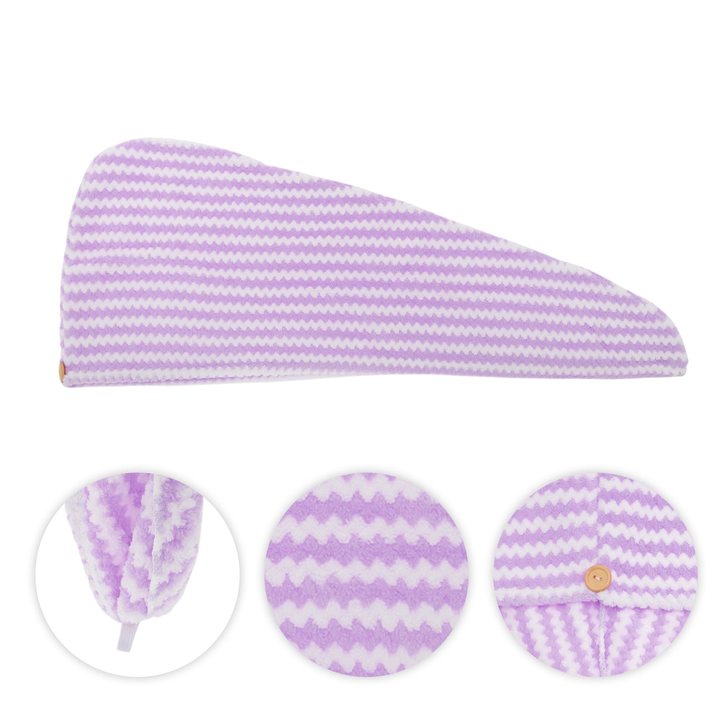 1 Pc Water-absorbent Wave Pattern Hair Drying Towel for Bathroom Purple