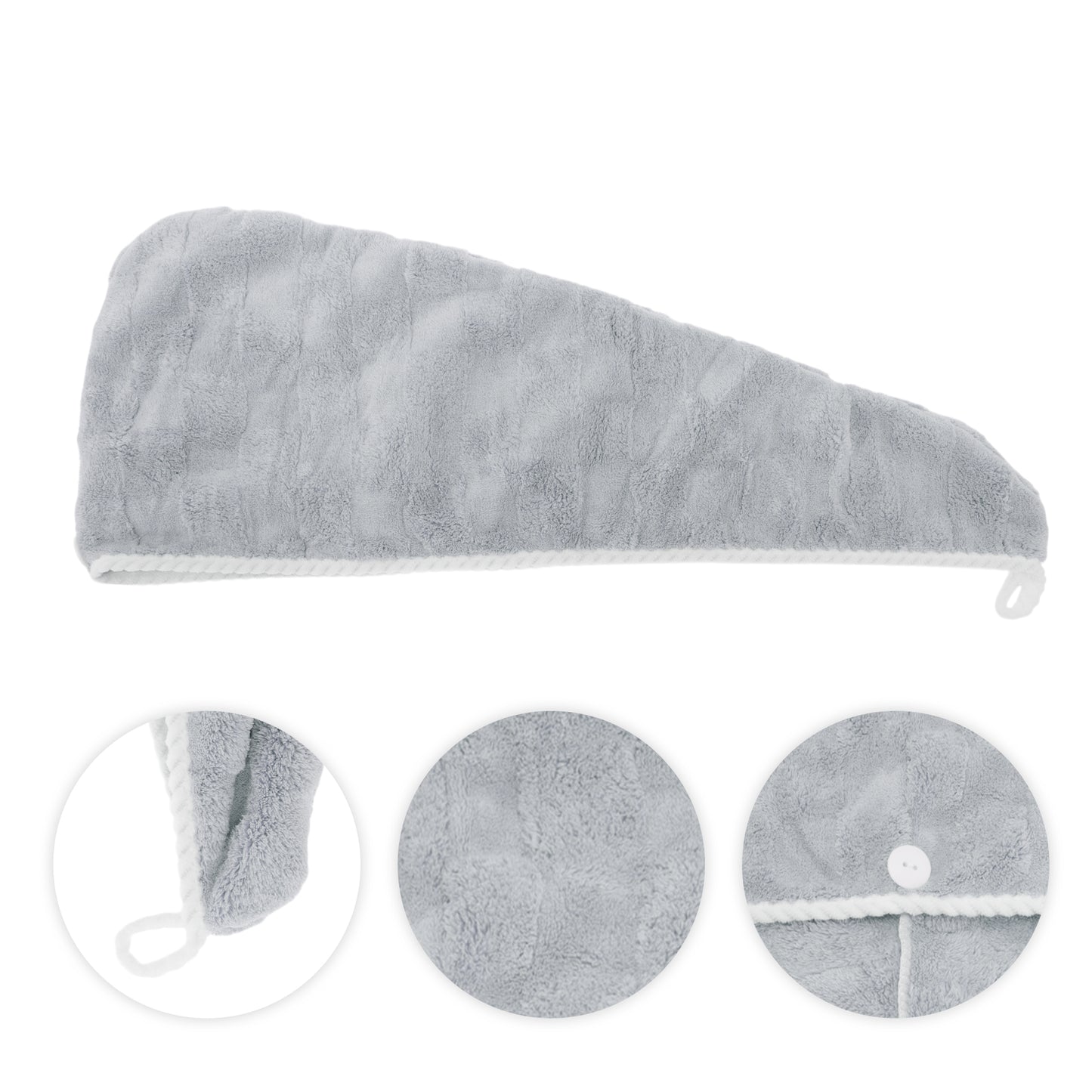 1 Pc Water-absorbent Hair Towel Drying Wrap for Bathroom Gray