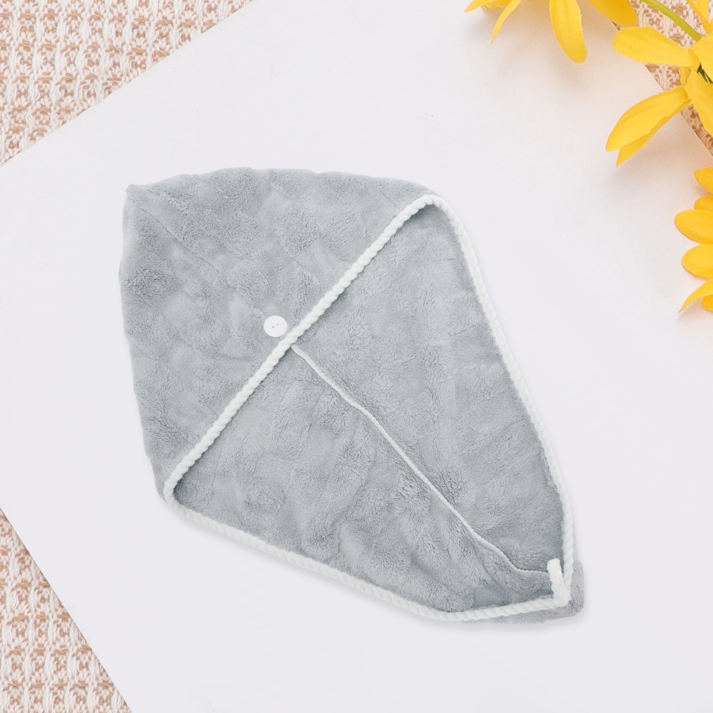 1 Pc Water-absorbent Hair Towel Drying Wrap for Bathroom Gray