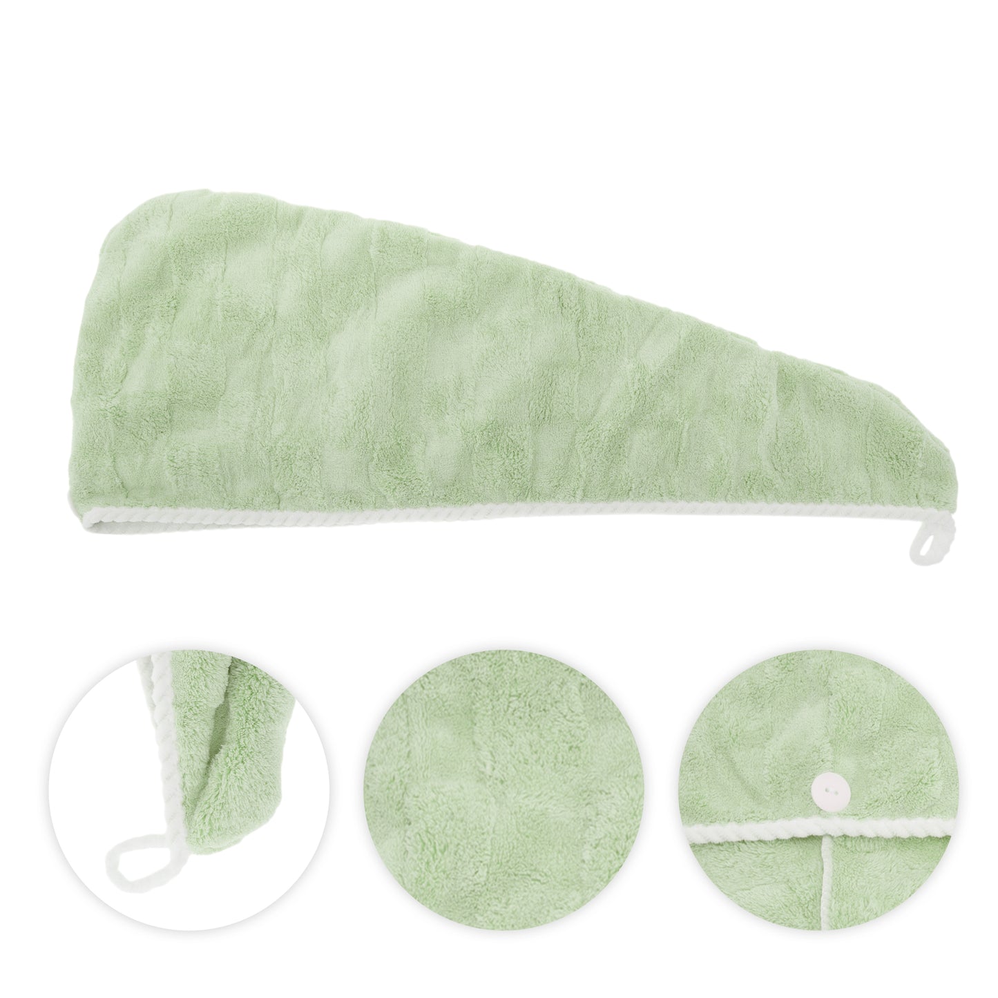 1 Pc Water-absorbent Hair Towel Drying Wrap for Bathroom Green
