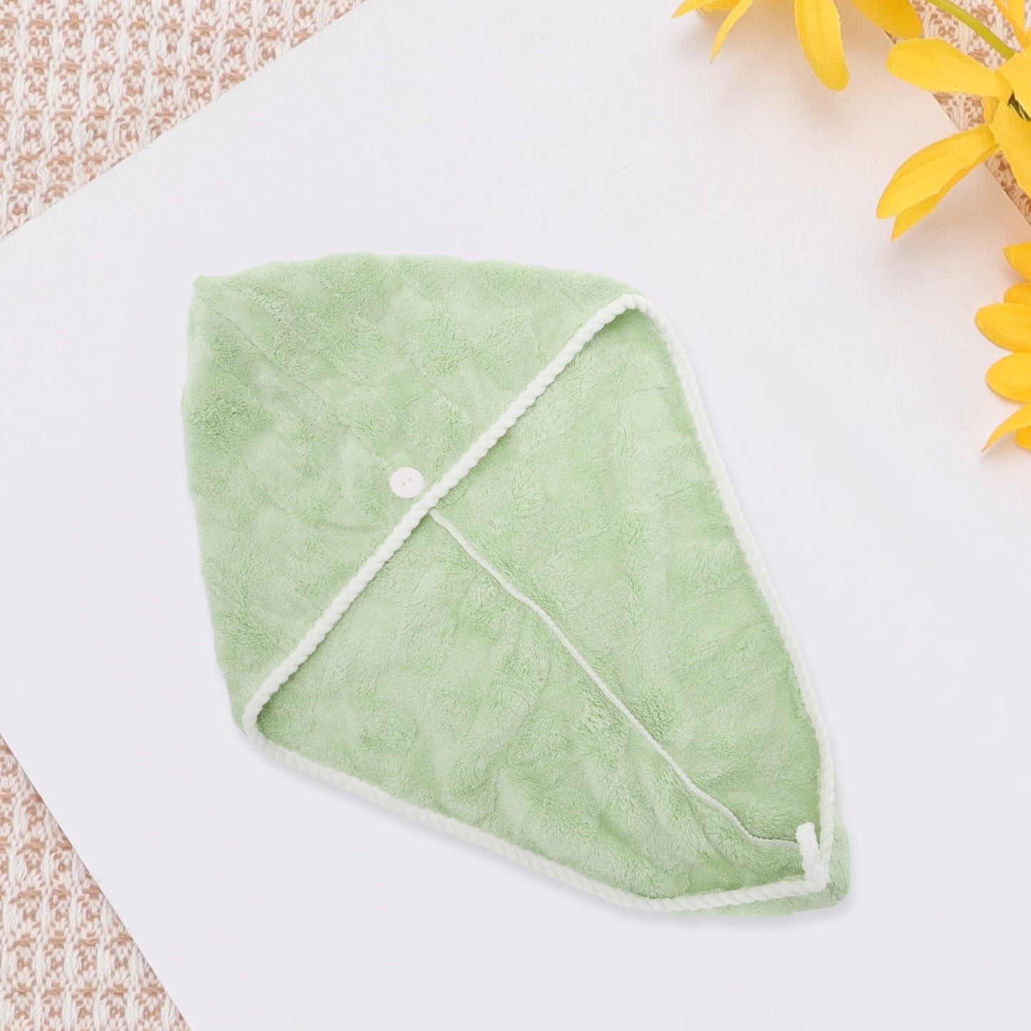 1 Pc Water-absorbent Hair Towel Drying Wrap for Bathroom Green