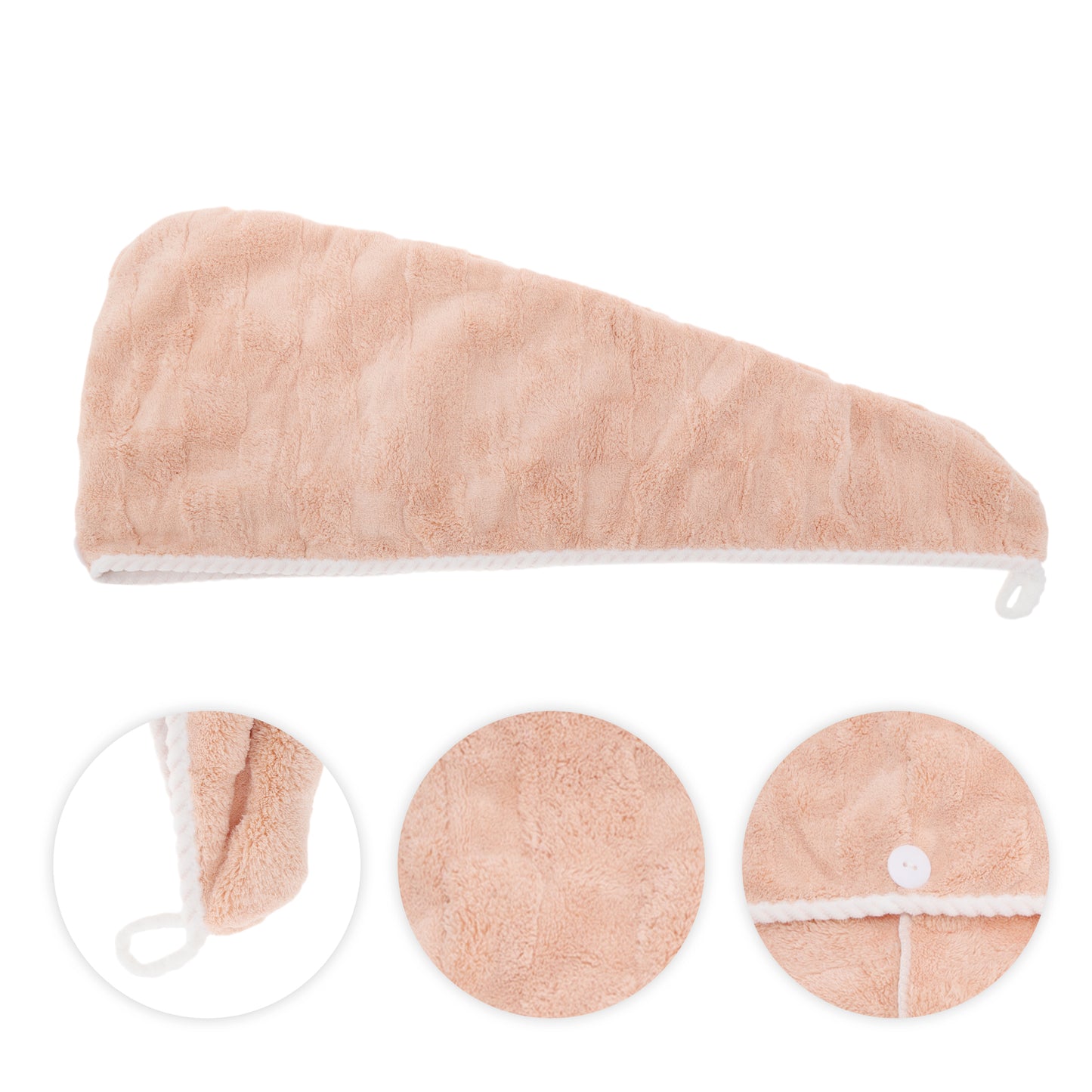 1 Pc Water-absorbent Hair Towel Drying Wrap for Bathroom Light Brown