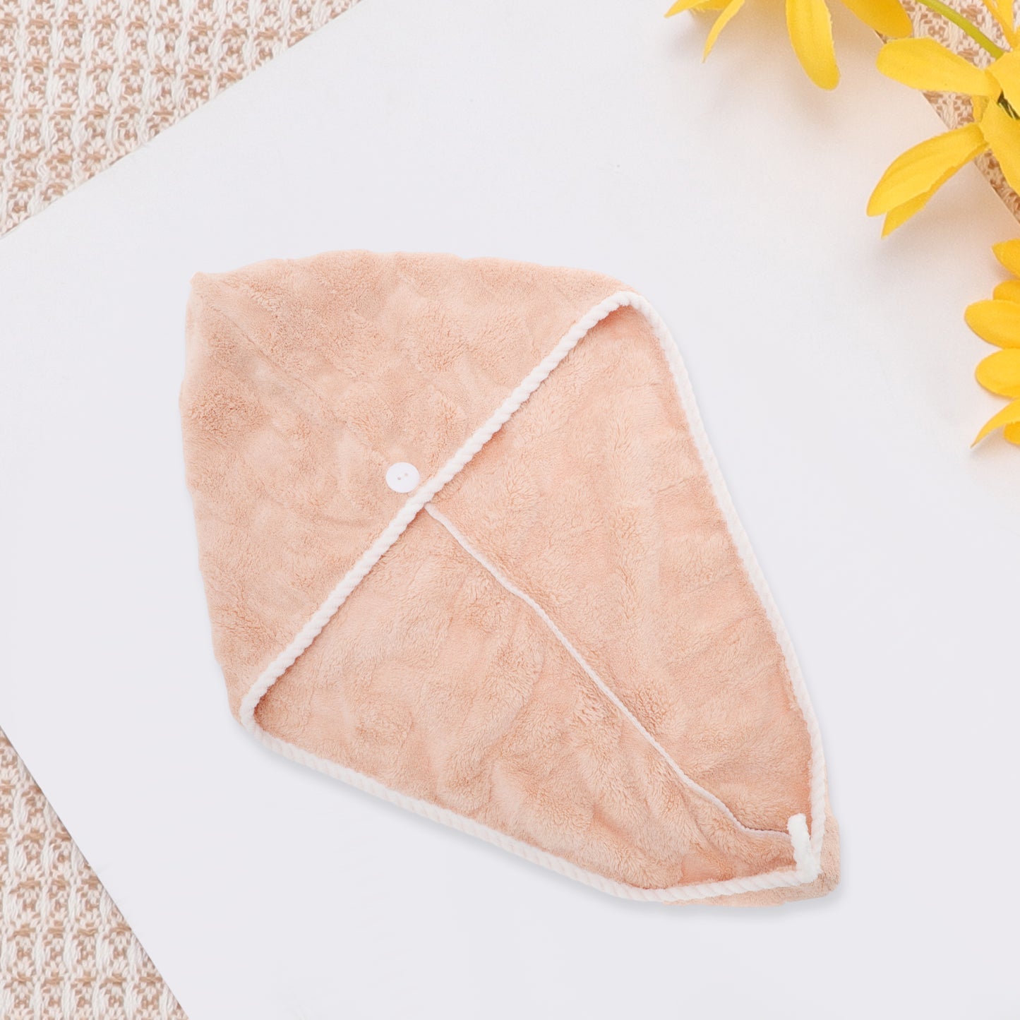 1 Pc Water-absorbent Hair Towel Drying Wrap for Bathroom Light Brown