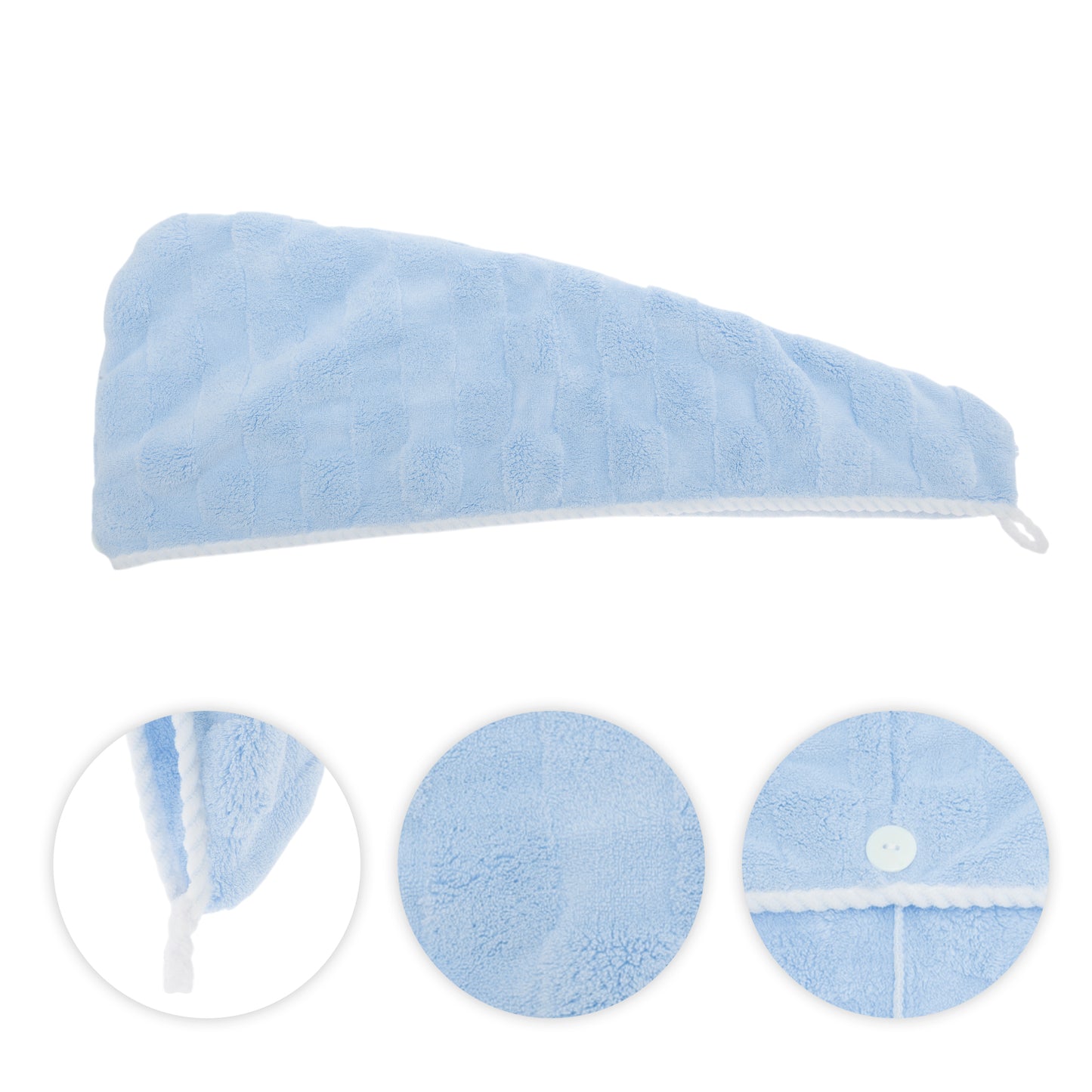 1 Pc Water-absorbent Hair Towel Drying Wrap for Bathroom Blue