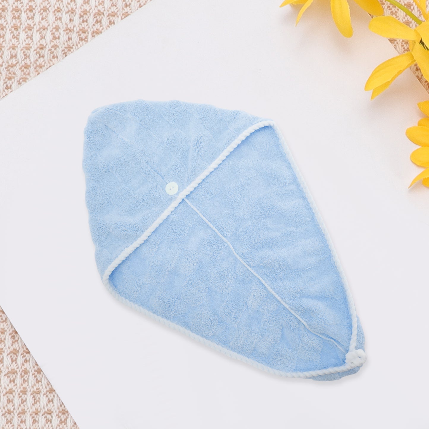 1 Pc Water-absorbent Hair Towel Drying Wrap for Bathroom Blue