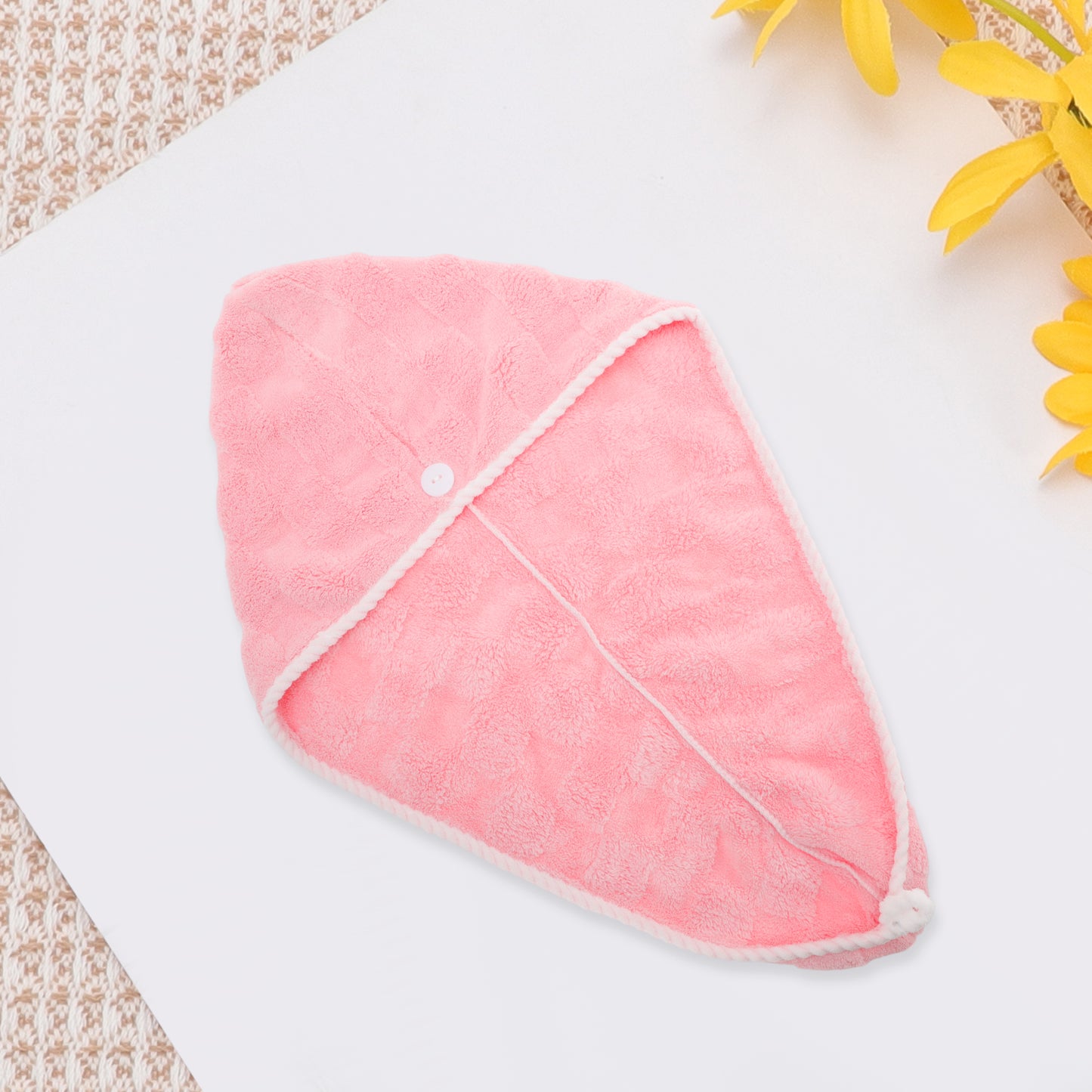 1 Pc Water-absorbent Hair Towel Drying Wrap for Bathroom Pink