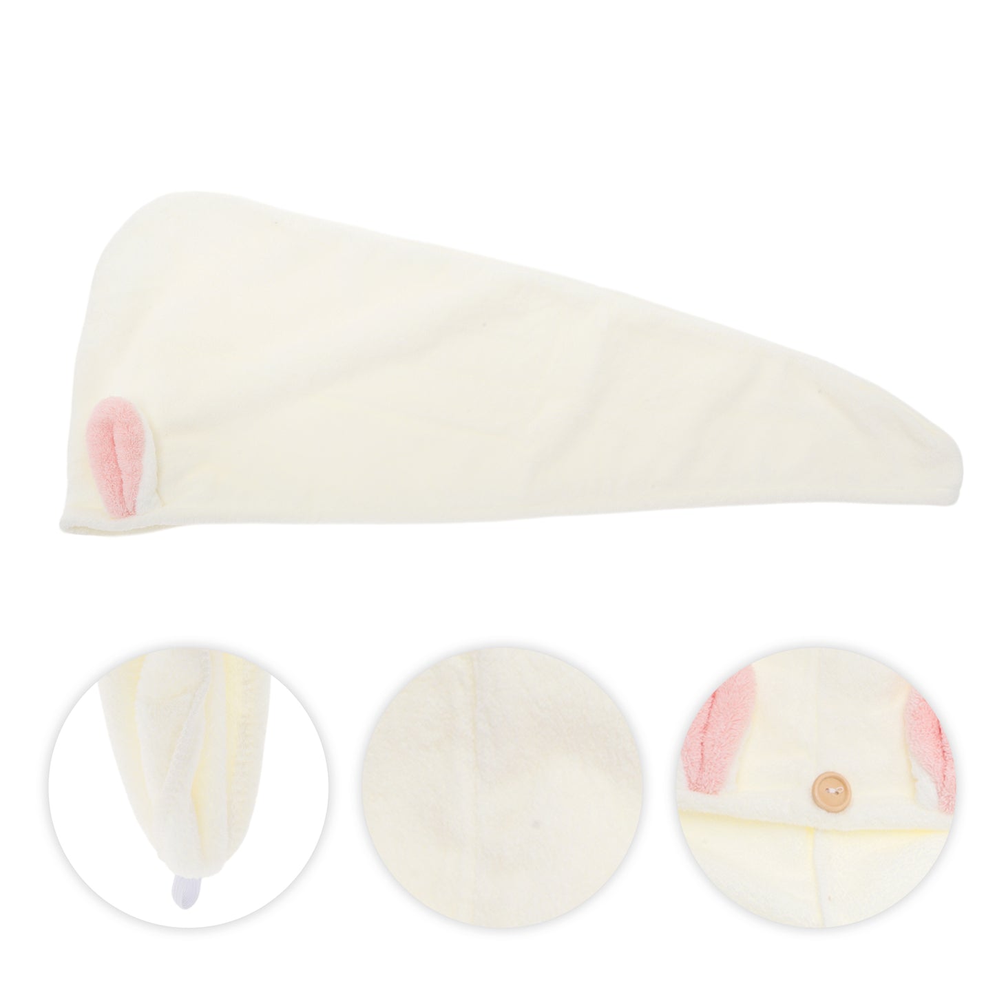 1 Pc Comfortable Rabbit Ears Hair Towel for Bathroom Hotel Beige