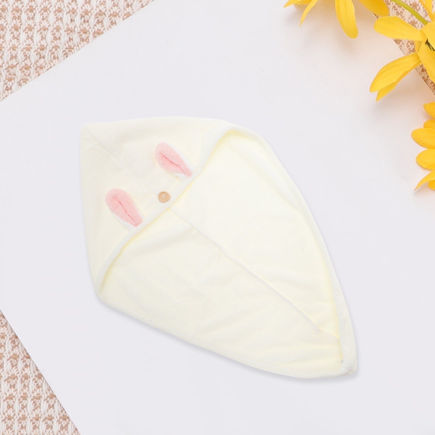 1 Pc Comfortable Rabbit Ears Hair Towel for Bathroom Hotel Beige