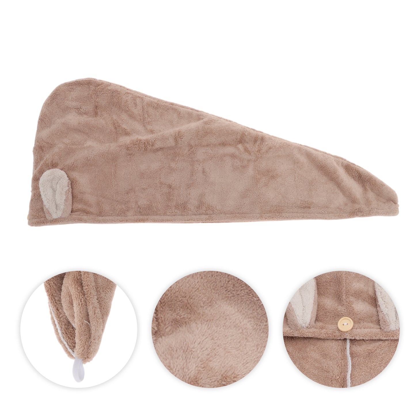 1 Pc Comfortable Rabbit Ears Hair Towel for Bathroom Hotel Light Brown