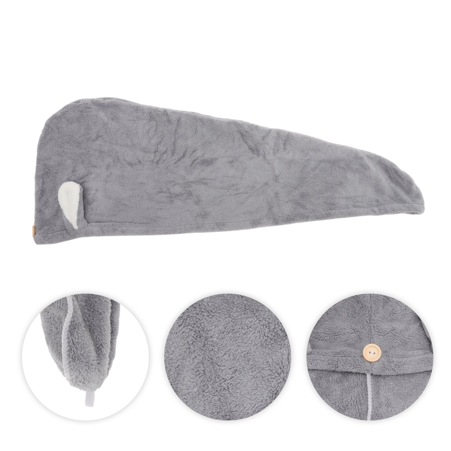 1 Pc Comfortable Rabbit Ears Hair Towel for Bathroom Hotel Light Gray
