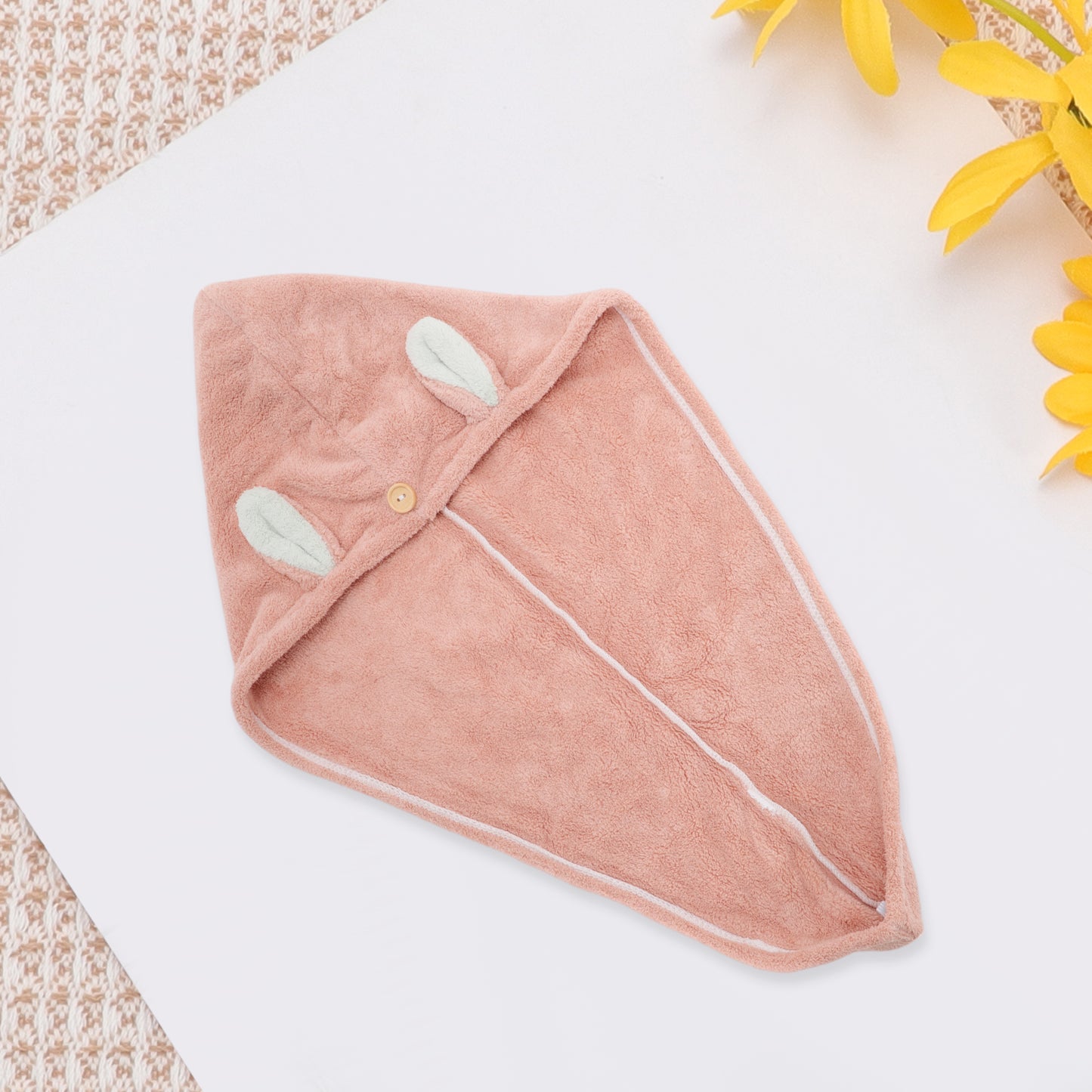 1 Pc Comfortable Rabbit Ears Hair Towel for Bathroom Hotel Pink