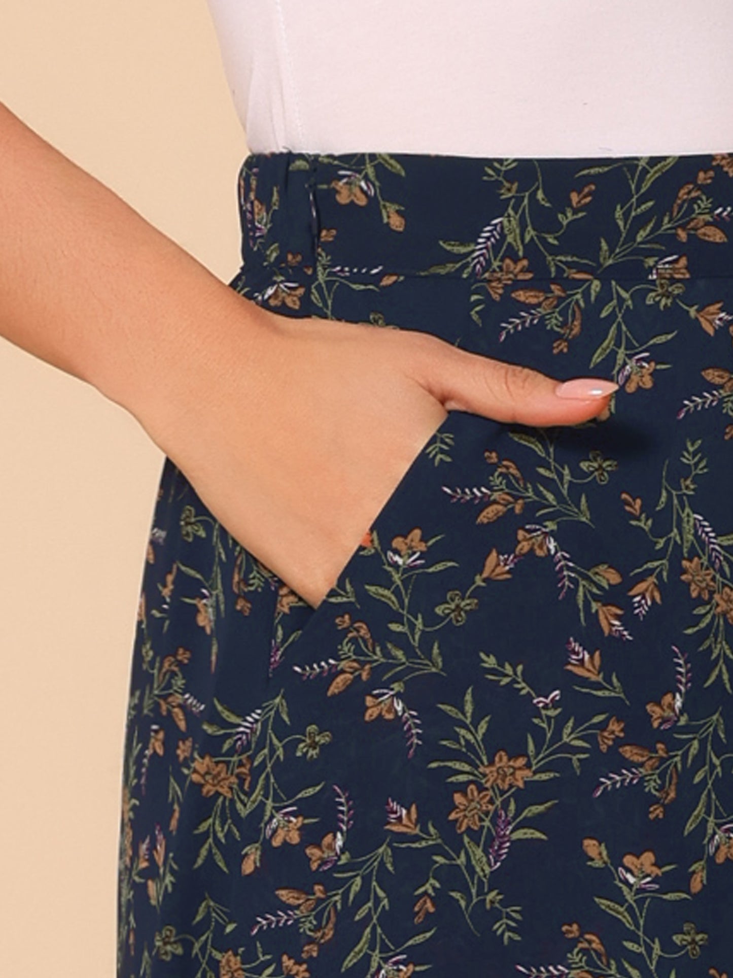 Falda midi de gasa con estampado floral para mujer, corte A, verano