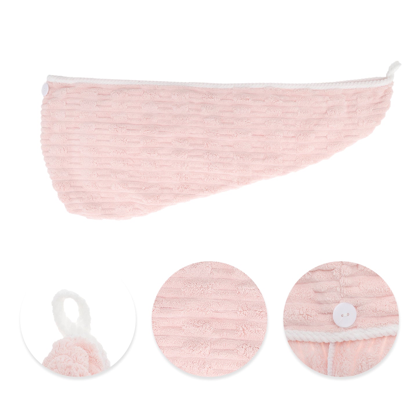 1 Pc Water-absorbent Hair Towel Solid Hair Wrap Towel for Bathroom Pink