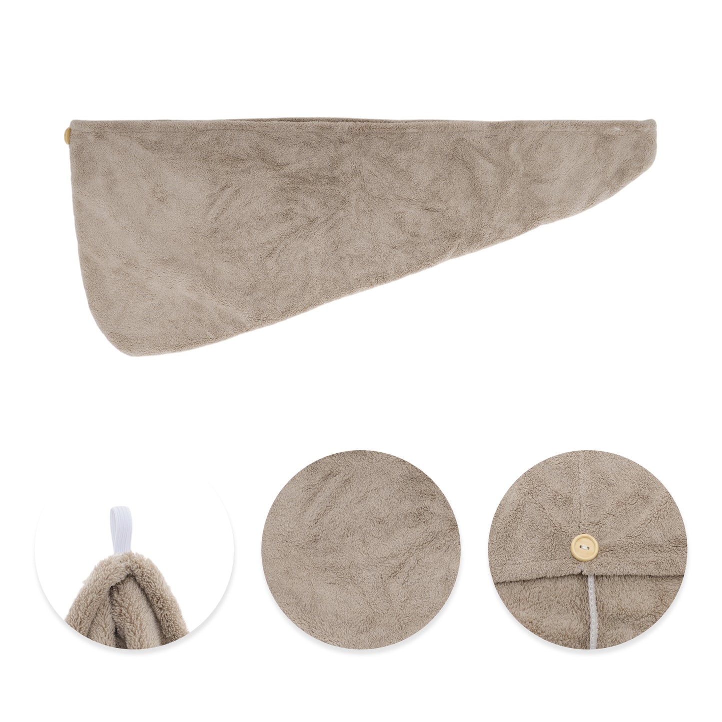 1 Pc Water-absorbent Solid Hair Towel for Bathroom Khaki