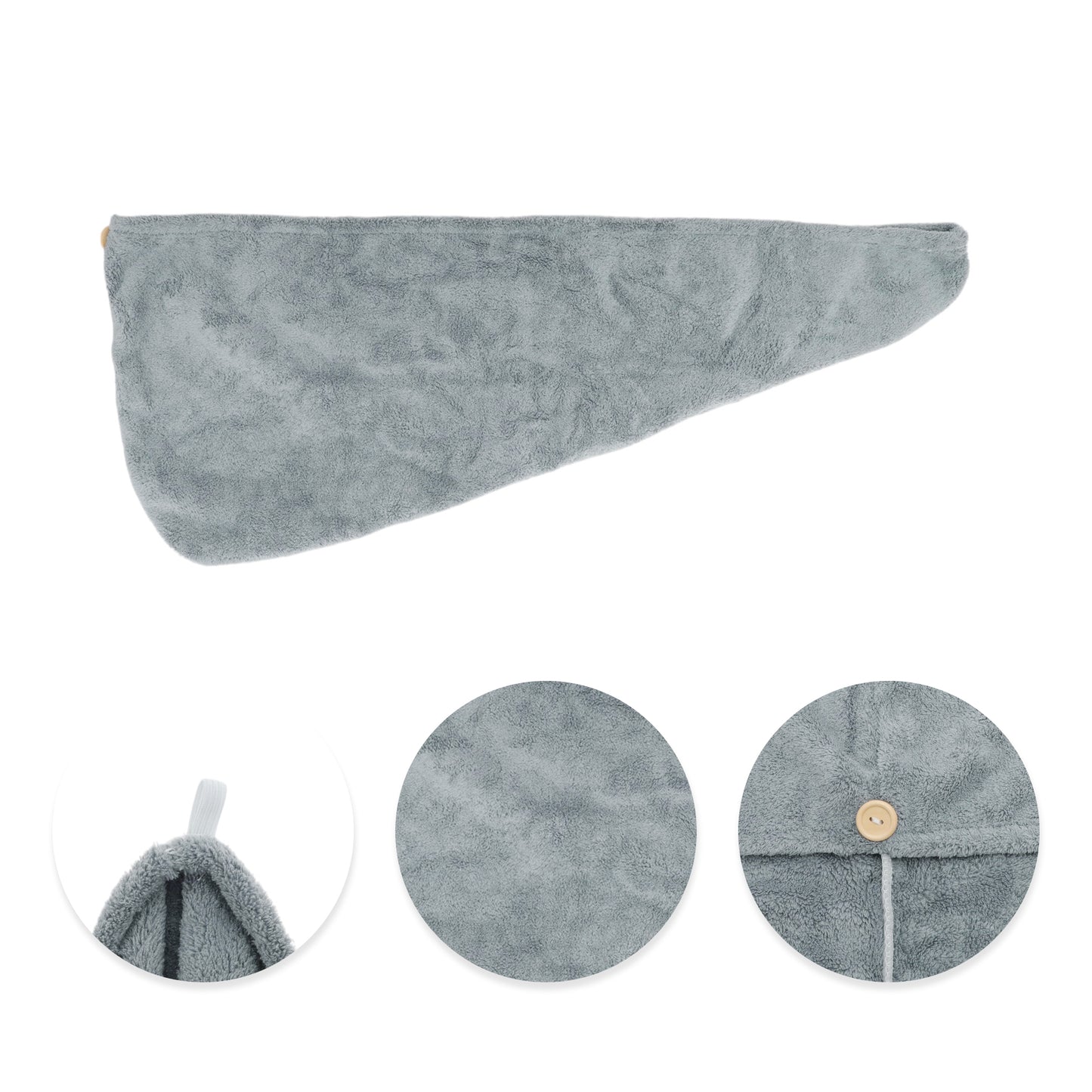 1 Pc Water-absorbent Solid Hair Towel for Bathroom Gray