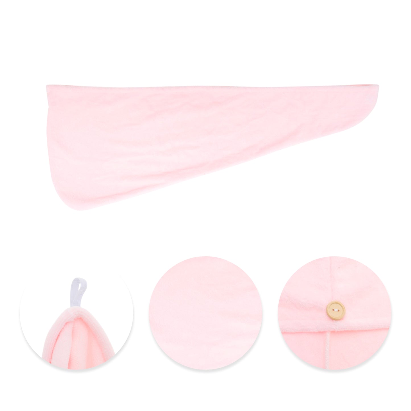 1 Pc Water-absorbent Solid Hair Towel for Bathroom Light Pink
