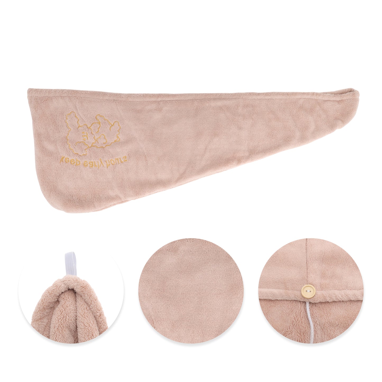 1 Pc Water-absorbent Hair Towel Cartoon Dog Embroidery Hair Wrap Towel Pink