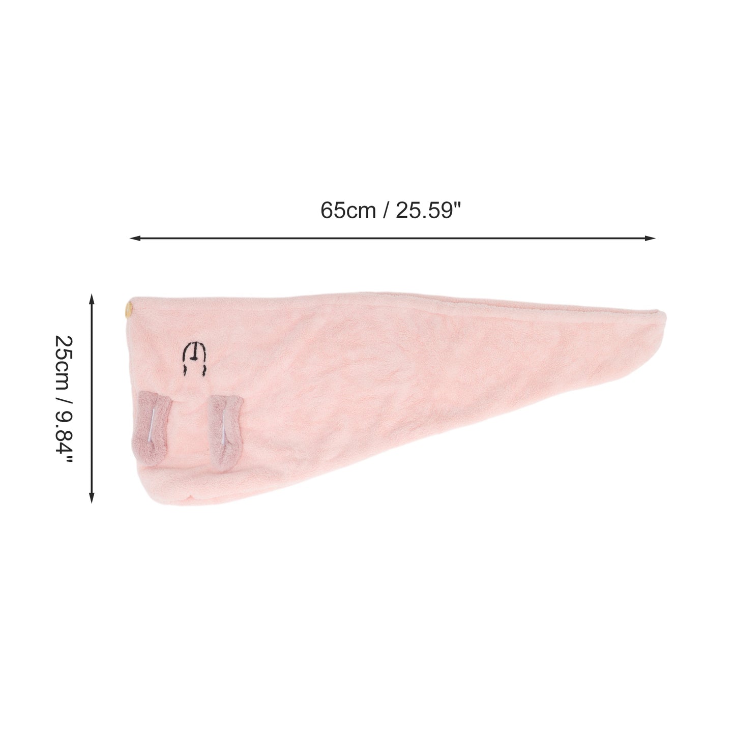 1 Pc Water-absorbent Hair Towel Cartoon Embroidery Hair Wrap Towel Pink