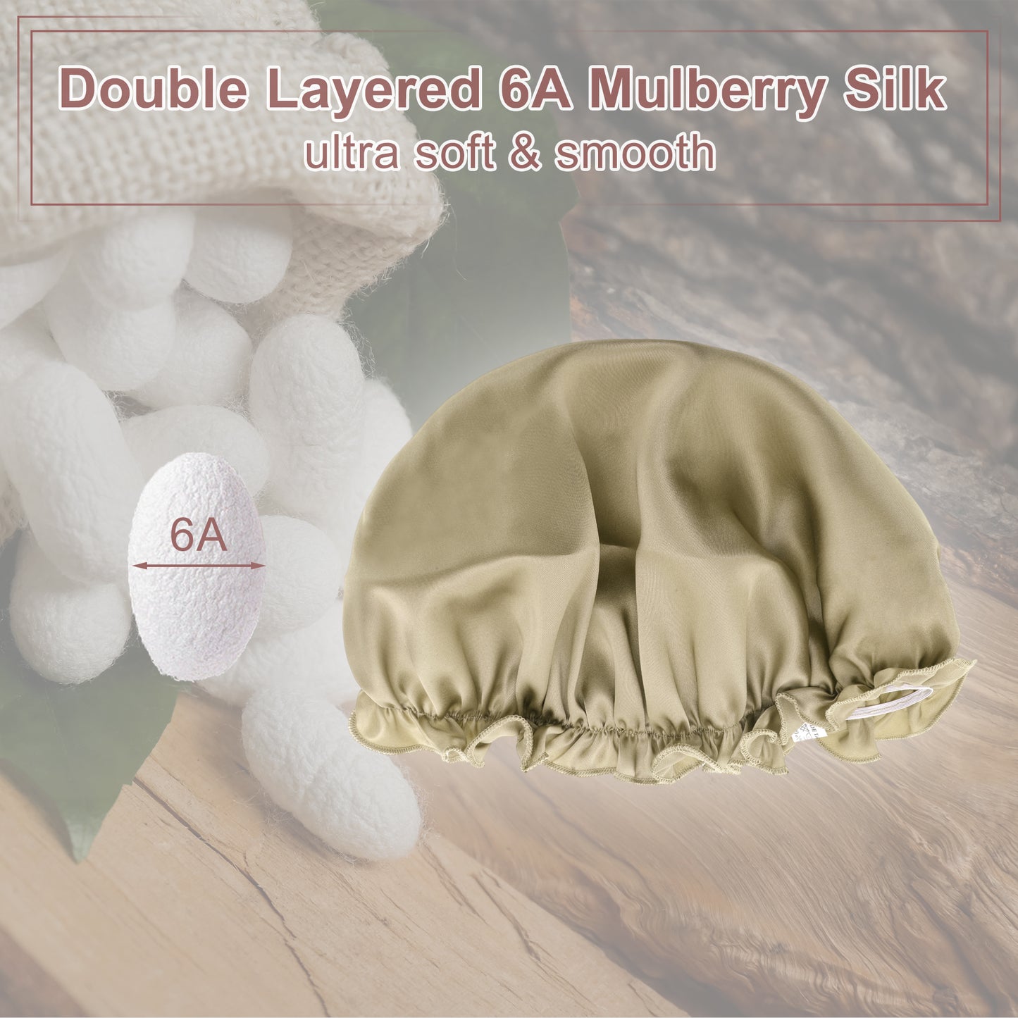1 Pc Shower Cap, Sleep Caps with Adjustable Elastic Bands Apricot