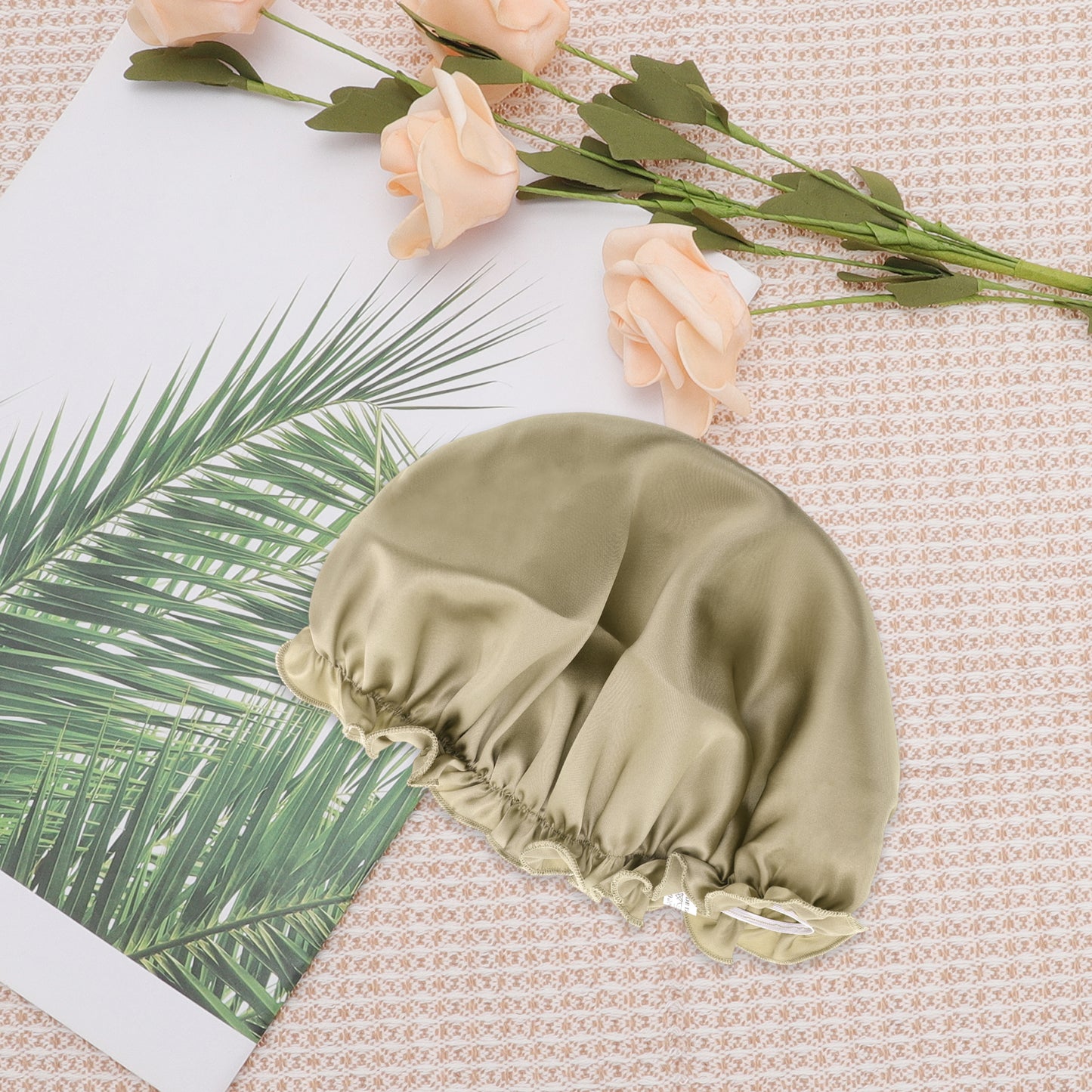 1 Pc Shower Cap, Sleep Caps with Adjustable Elastic Bands Apricot