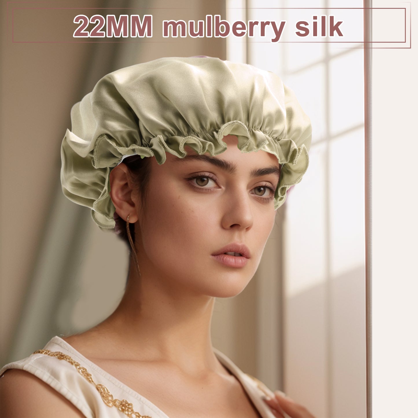 1 Pc Shower Cap, Sleep Caps with Adjustable Elastic Bands Apricot