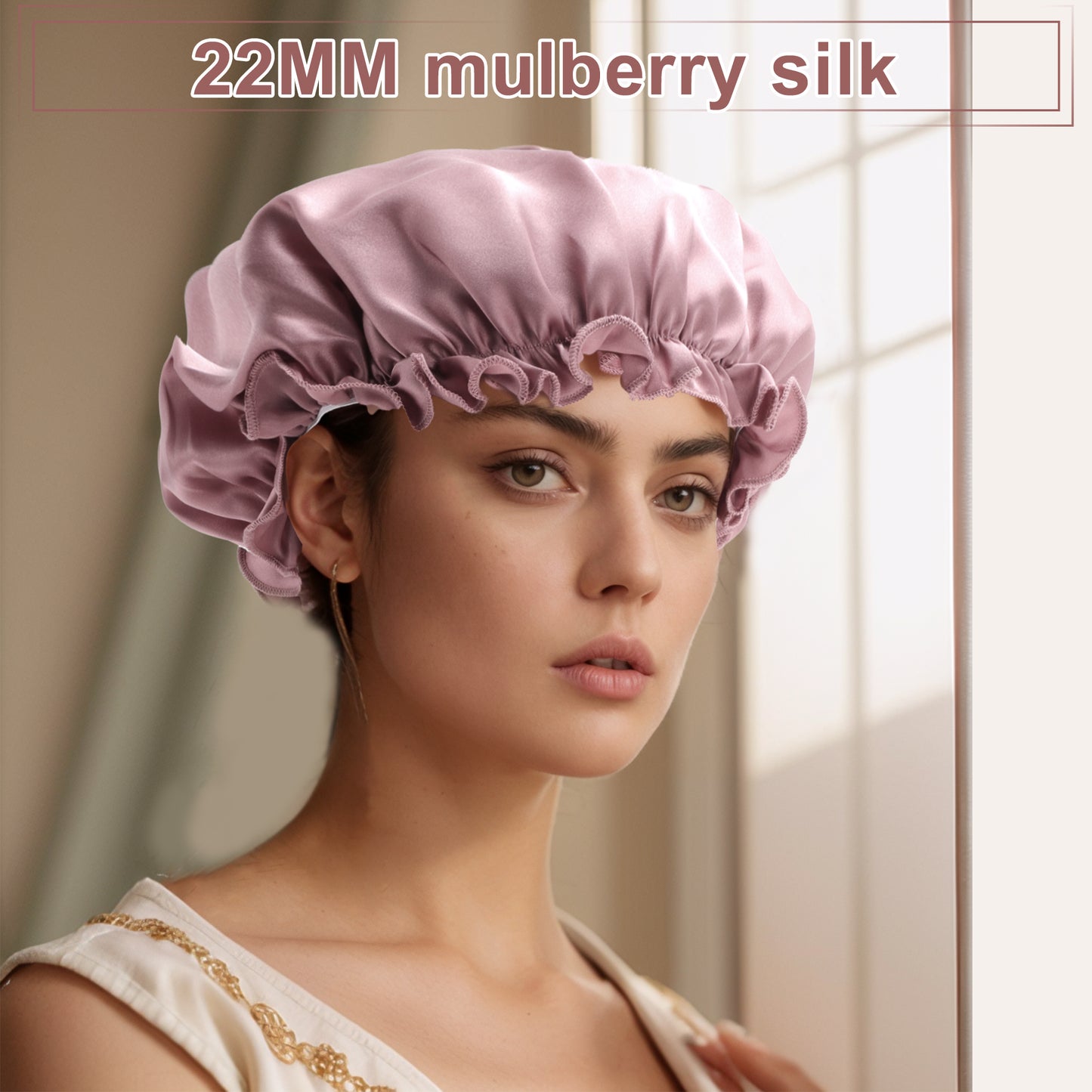 1 Pc Shower Cap, Sleep Caps with Adjustable Elastic Bands Pink