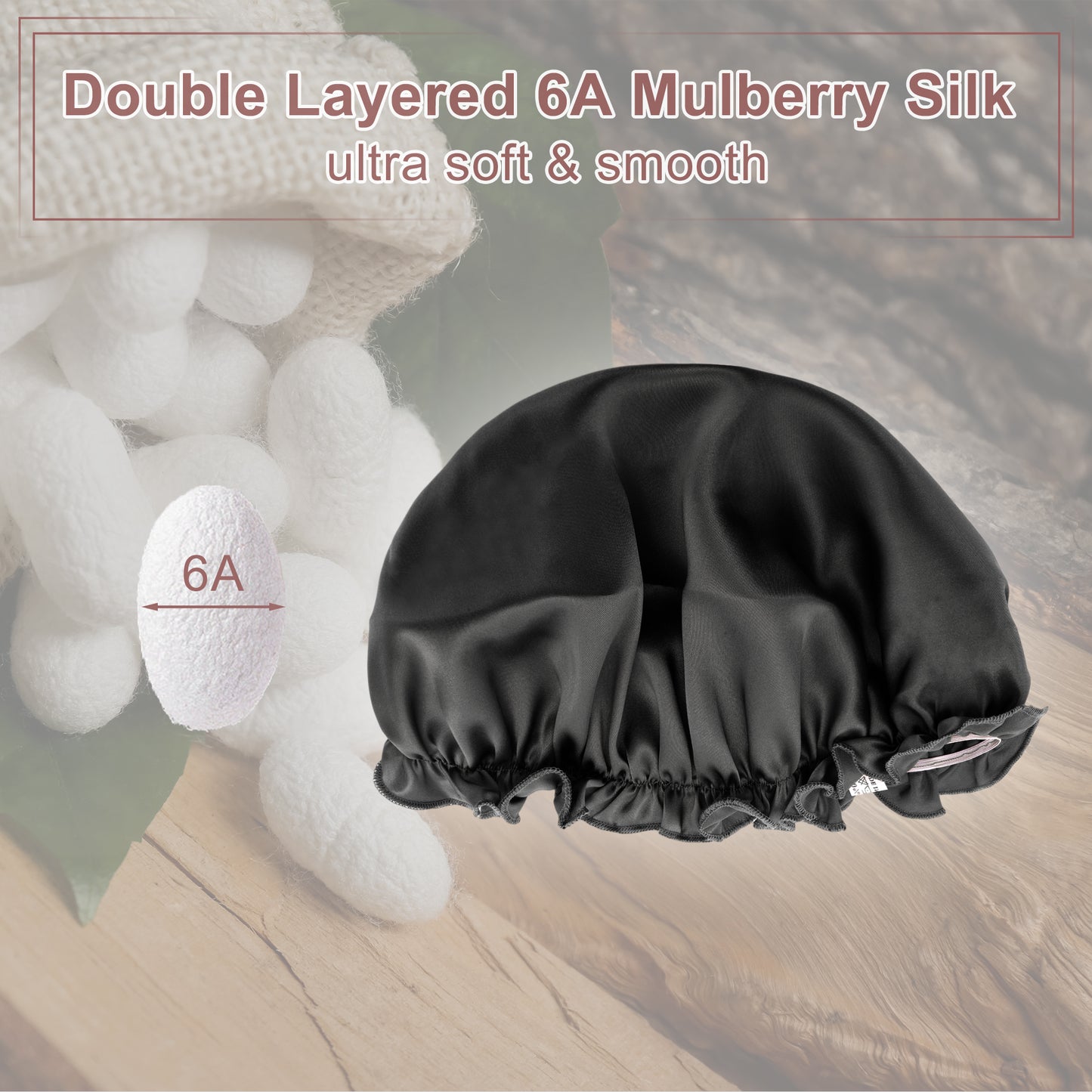 1 Pc Shower Cap, Sleep Caps with Adjustable Elastic Bands Black