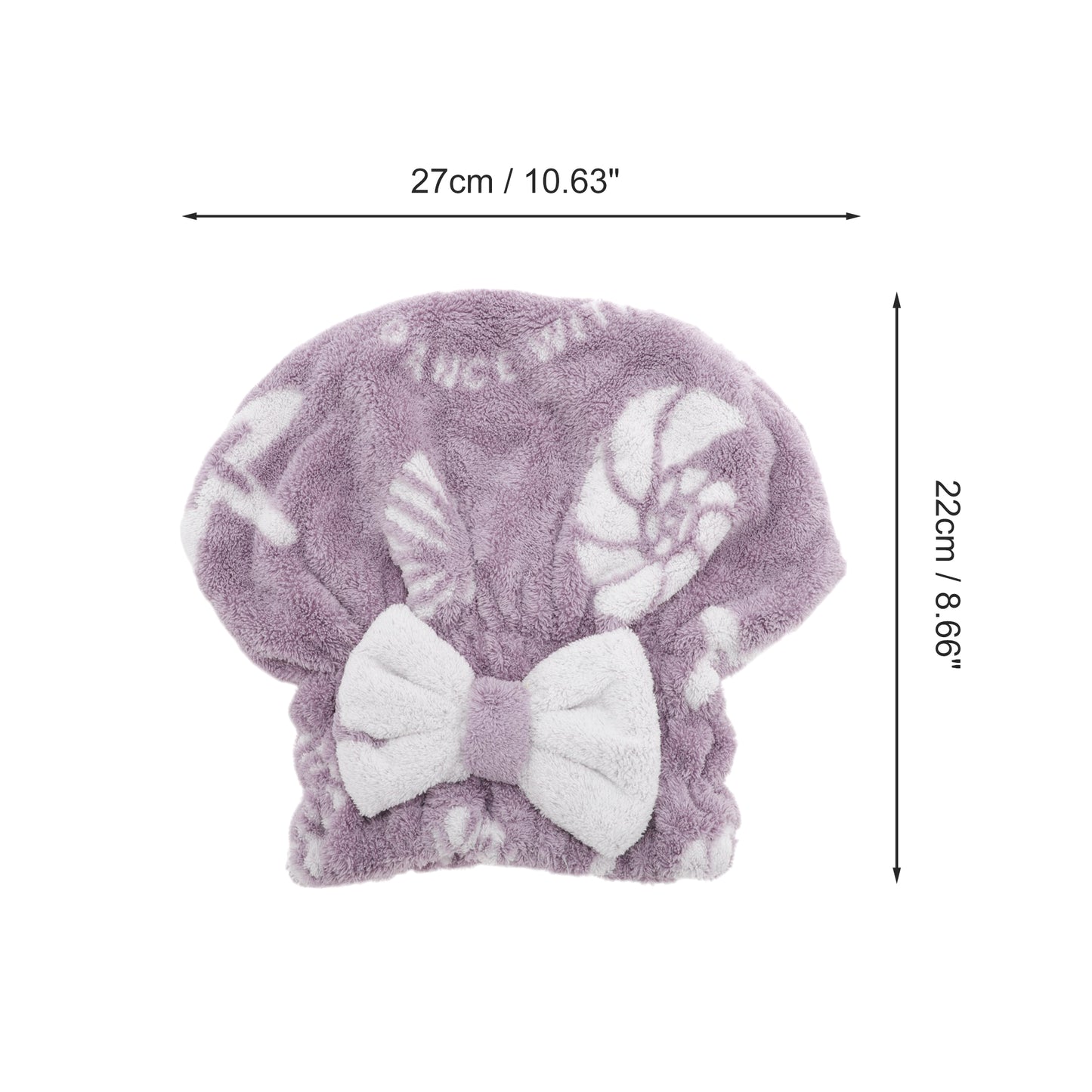 Water-absorbent Bow Shells Hair Towel Purple