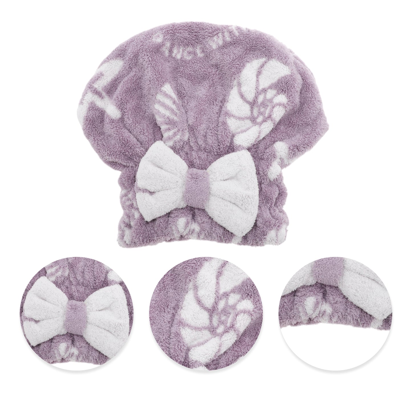 Water-absorbent Bow Shells Hair Towel Purple