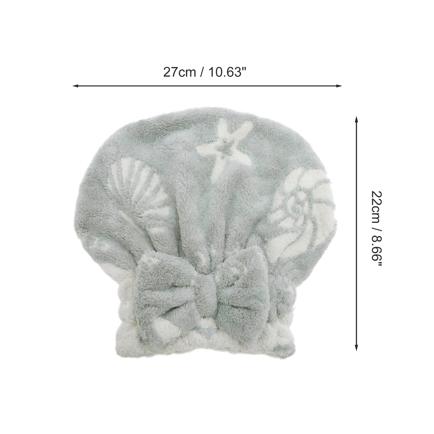 Water-absorbent Bow Shells Hair Towel Gray