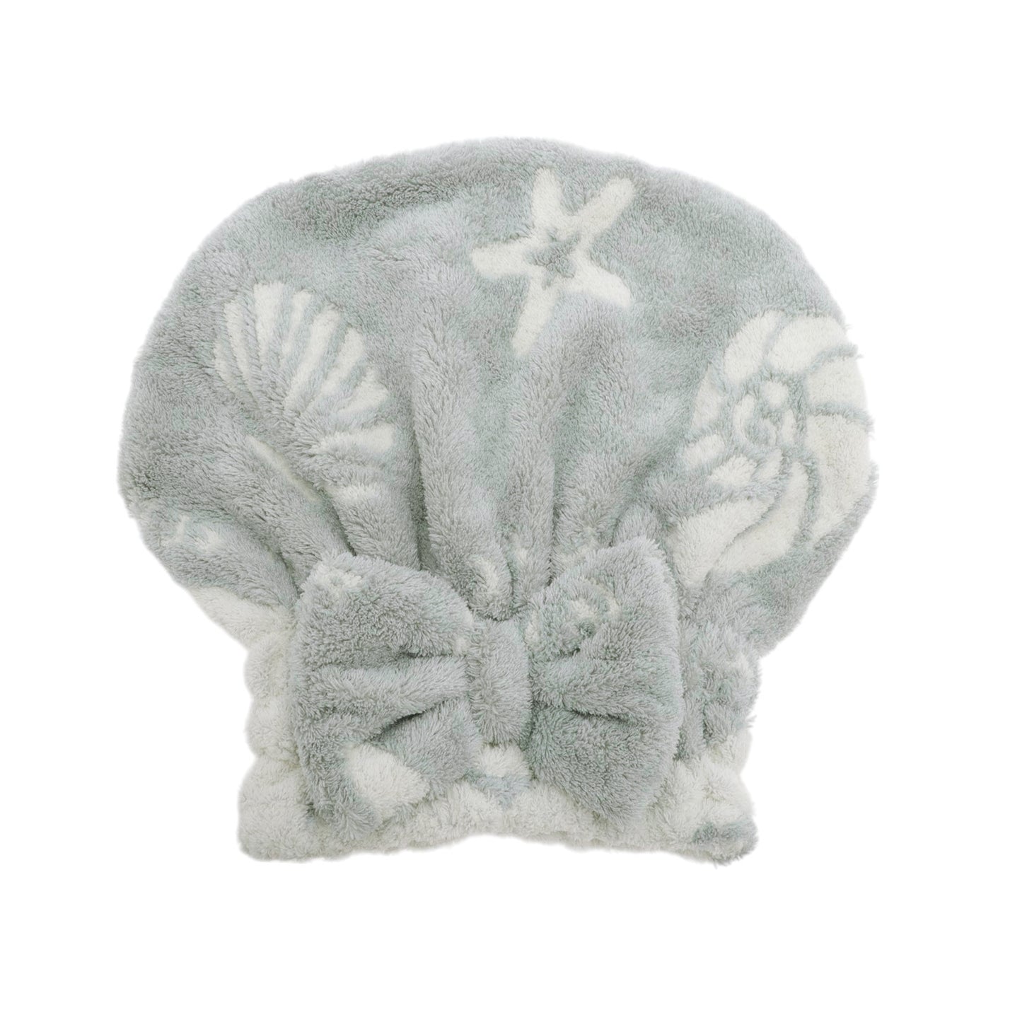 Water-absorbent Bow Shells Hair Towel Gray