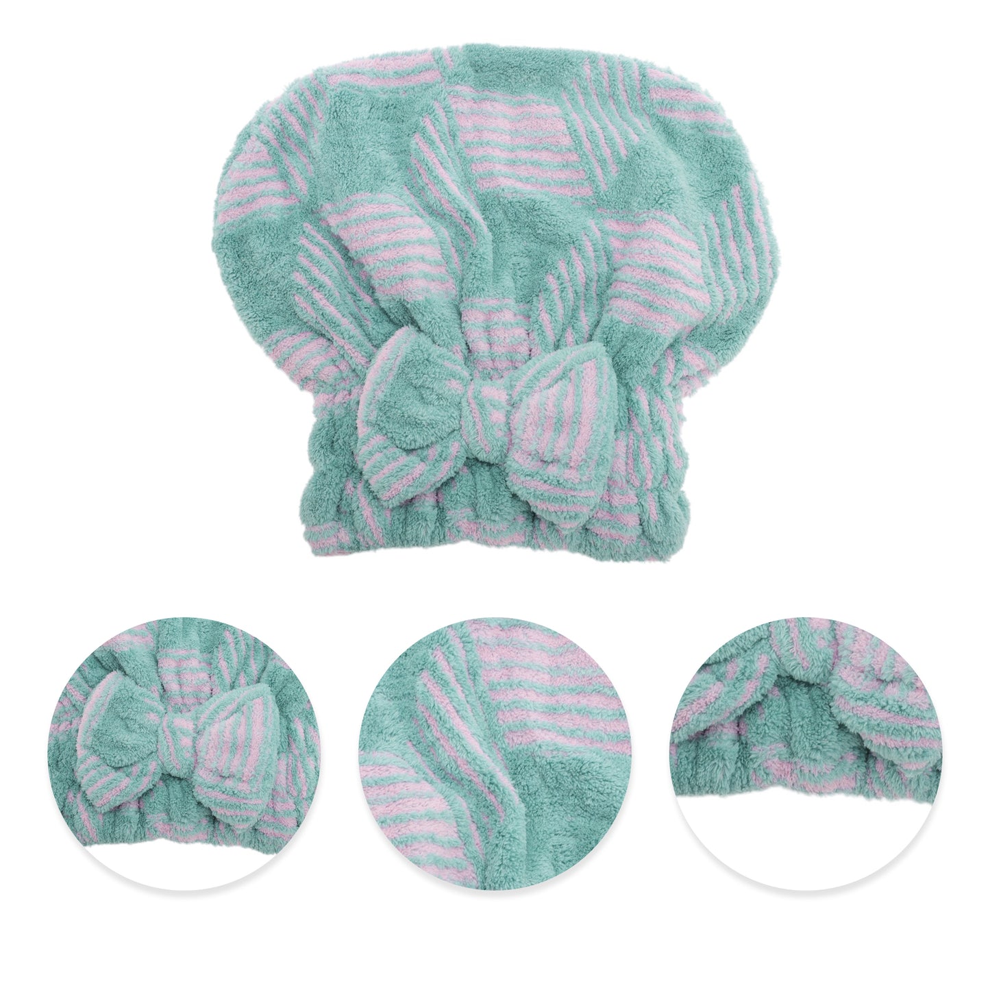 Water-absorbent Bow Argylen Hair Towel Blue