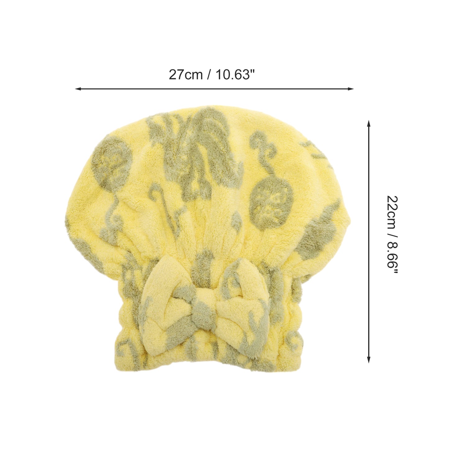 1 Pc Water-absorbent Bow Print Hair Cap Hair Towel for Bathroom Yellow