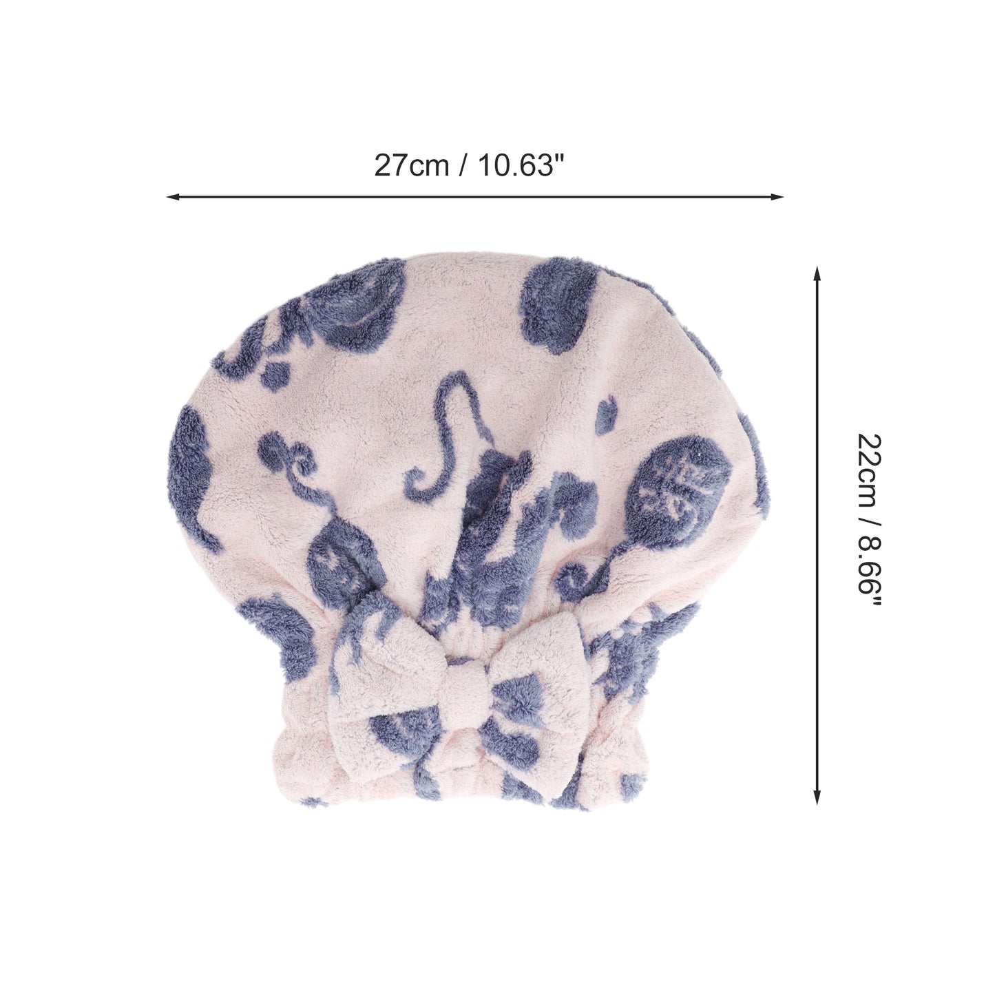 1 Pc Water-absorbent Bow Print Hair Cap Hair Towel for Bathroom Pink