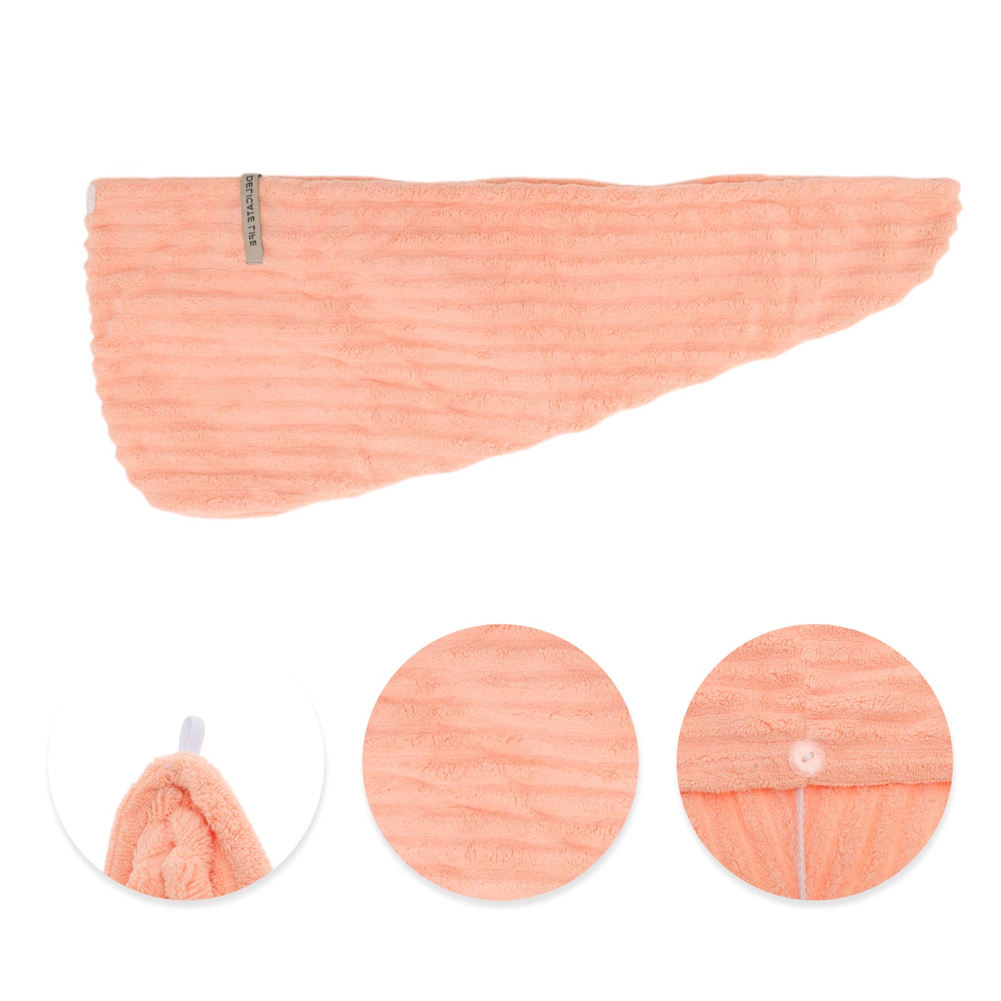1 Pc Water-absorbent Stripes Hair Towel for Bathroom Orange Pink