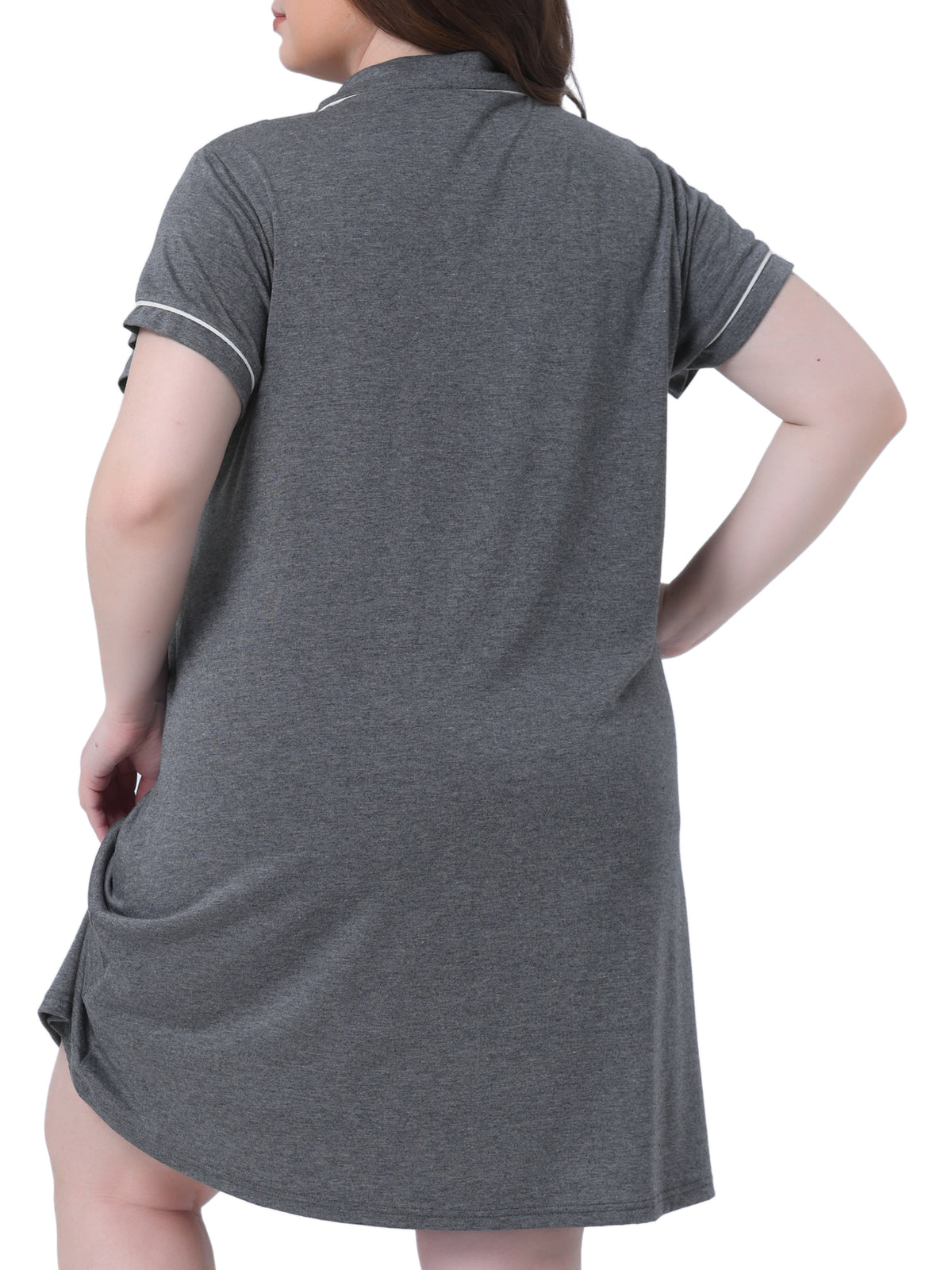 Women Plus Size Sleep Shirt Short Sleeves Pajama Button Down Sleepwear