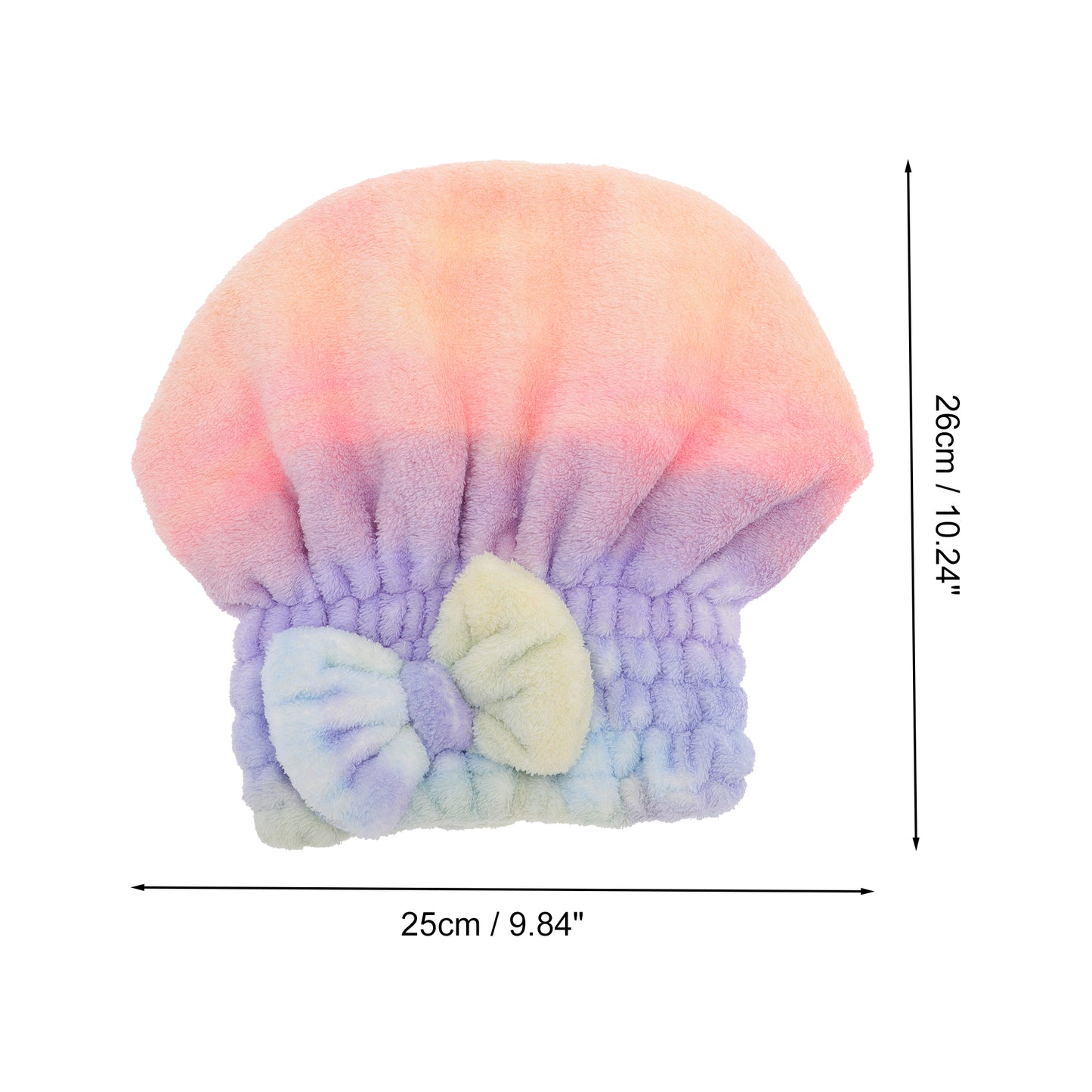 1 Pc Water-absorbent Bow Gradient Hair Towel for Bathroom Green