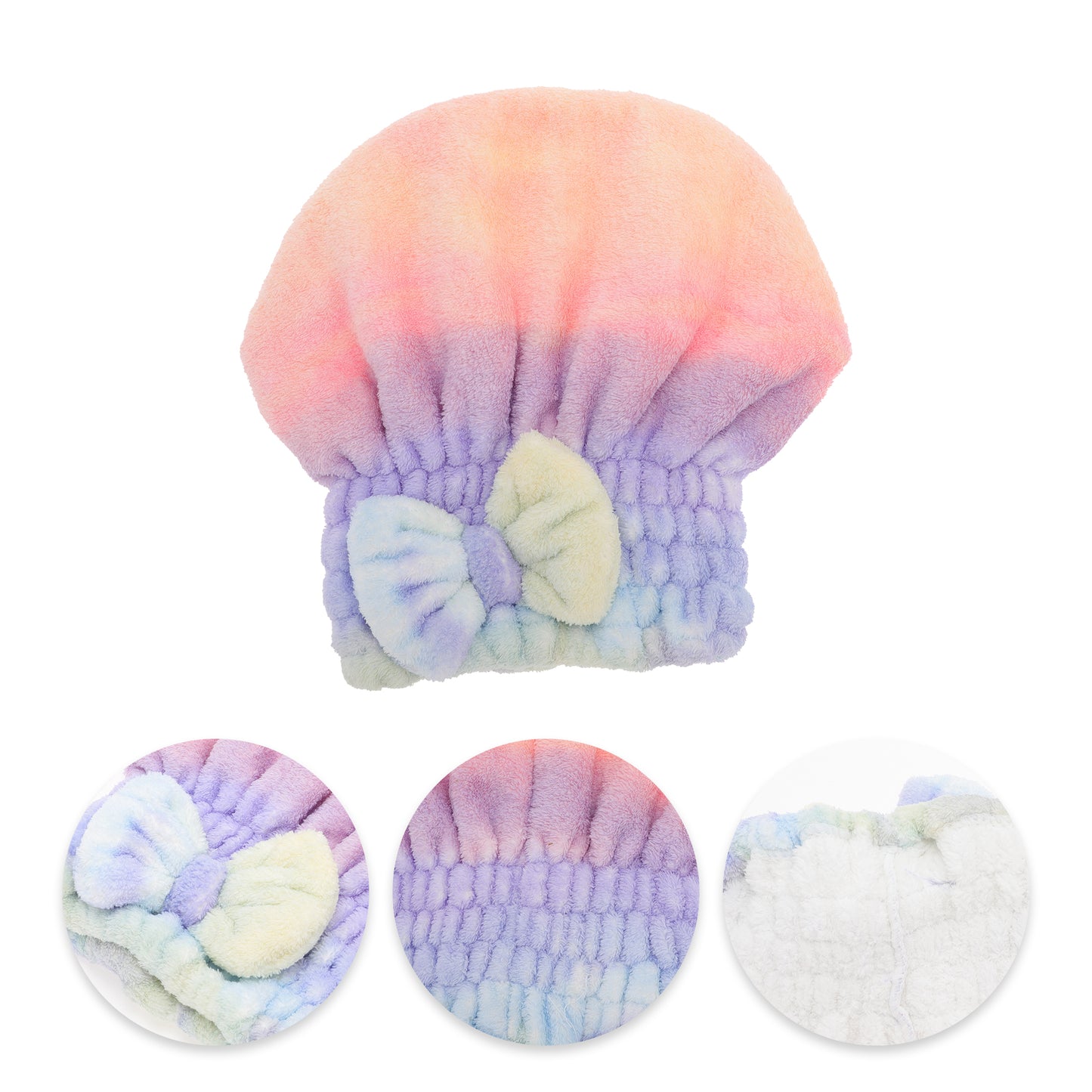 1 Pc Water-absorbent Bow Gradient Hair Towel for Bathroom Green