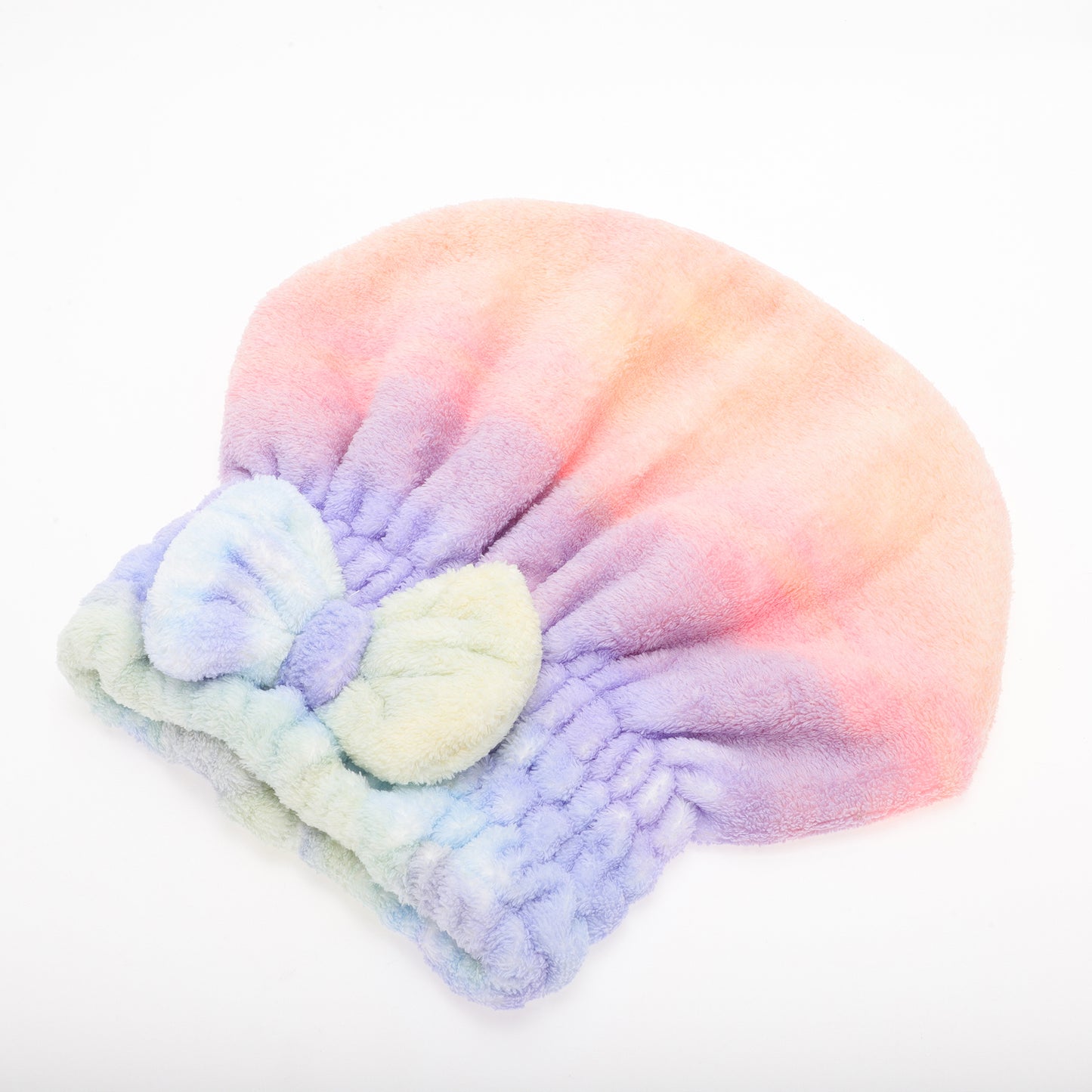 1 Pc Water-absorbent Bow Gradient Hair Towel for Bathroom Green