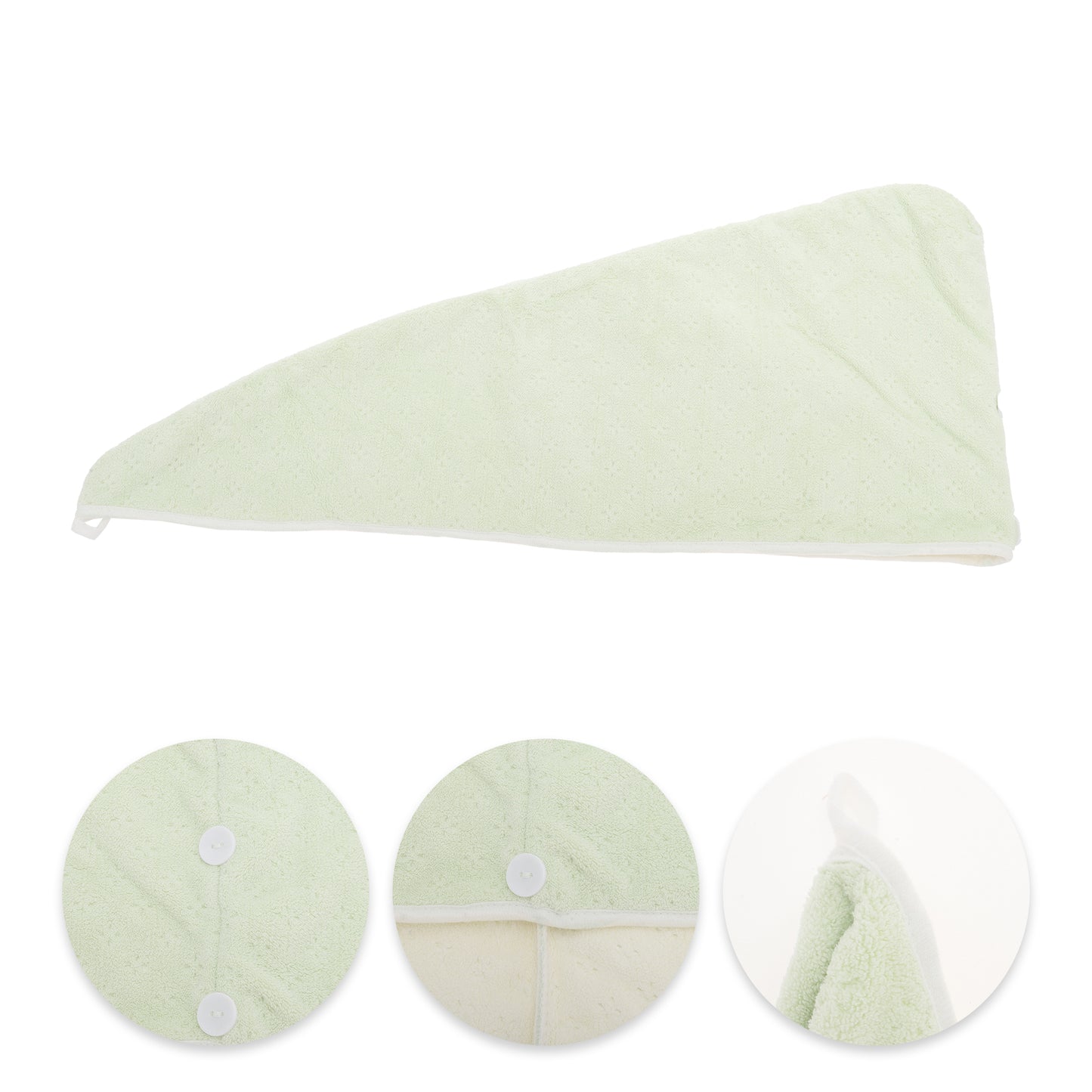 1 Pc Water-absorbent Two-tone Hair Drying Towel for Bathroom Green, White