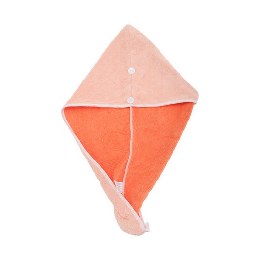 1 Pc Water-absorbent Two-tone Hair Drying Towel for Bathroom Pink, Orange