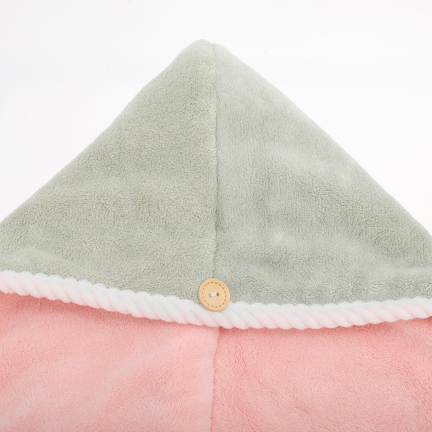1 Pc Water-absorbent Double Layer Hair Drying Towel for Bathroom Green, Pink