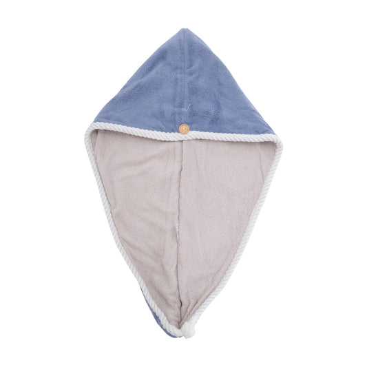 1 Pc Water-absorbent Double Layer Hair Drying Towel for Bathroom Blue, Gray