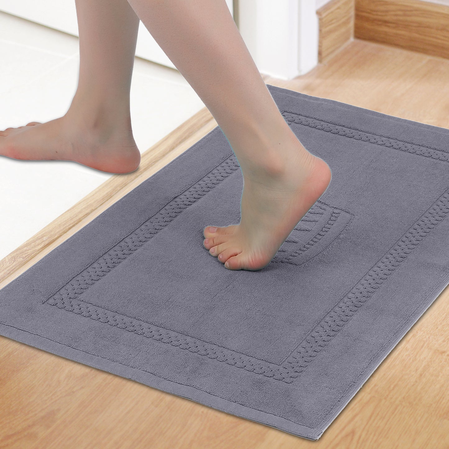 Absorbent Bath Rugs Reversible Cotton Spa Quick Dry Non Slip Thick Machine Wash Bath Mats
