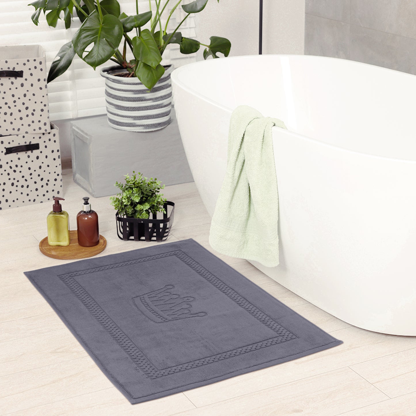 Absorbent Bath Rugs Reversible Cotton Spa Quick Dry Non Slip Thick Machine Wash Bath Mats