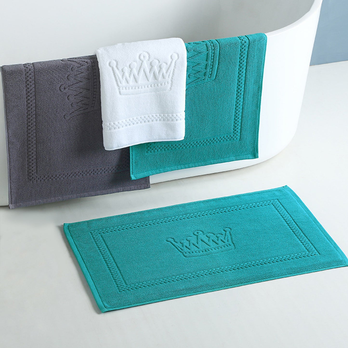 Absorbent Bath Rugs Reversible Cotton Spa Quick Dry Non Slip Thick Machine Wash Bath Mats