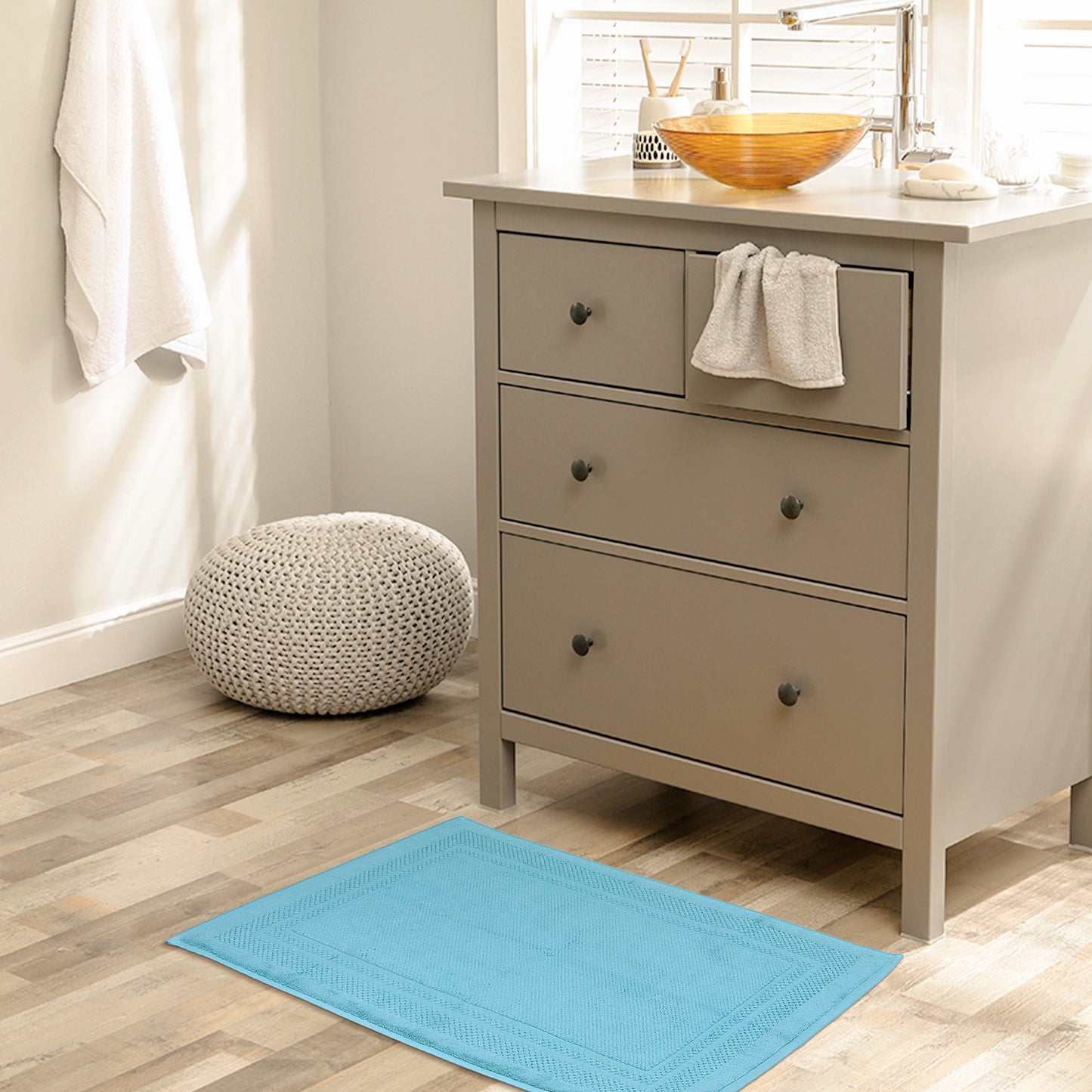 Absorbent Foldable Washable Cotton Bath Rugs Quick Dry Floor Carpet Bath Mats
